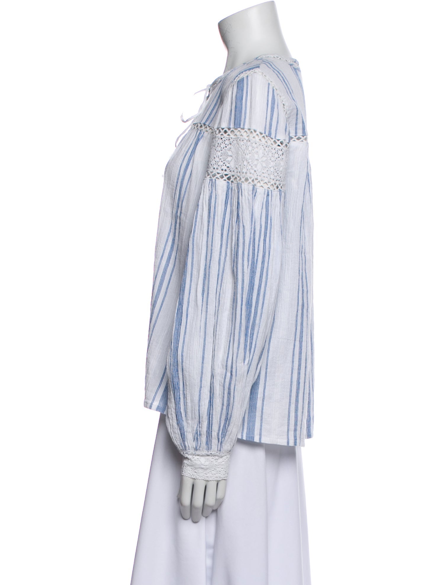 LoveShackFancy Striped Square Neckline Blouse