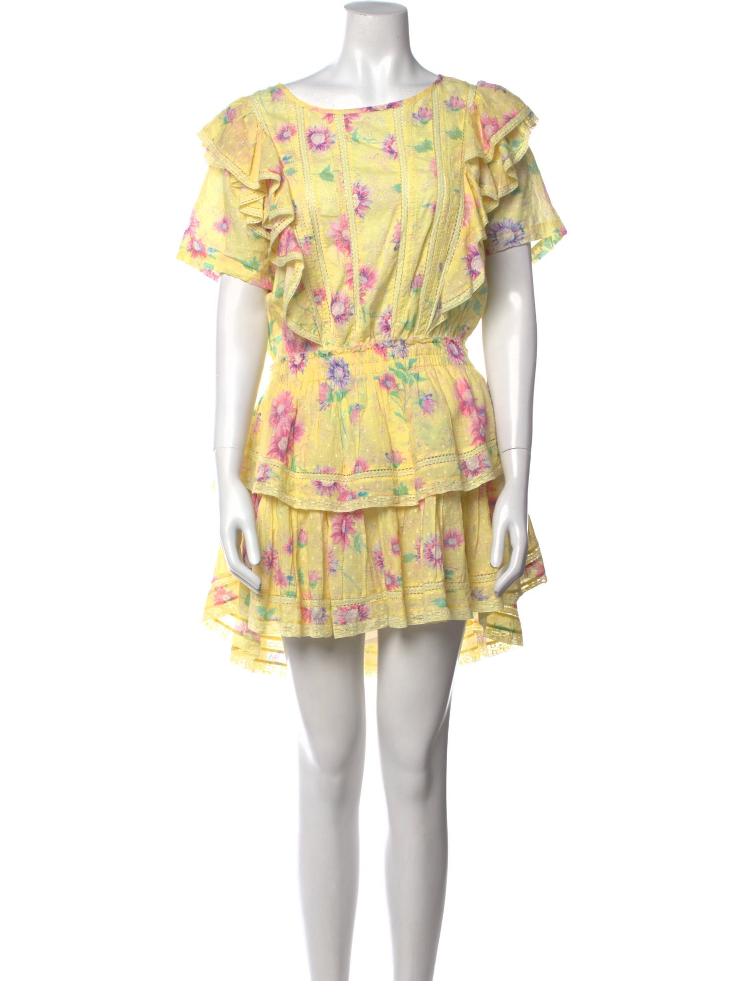 LoveShackFancy Floral Print Mini Dress