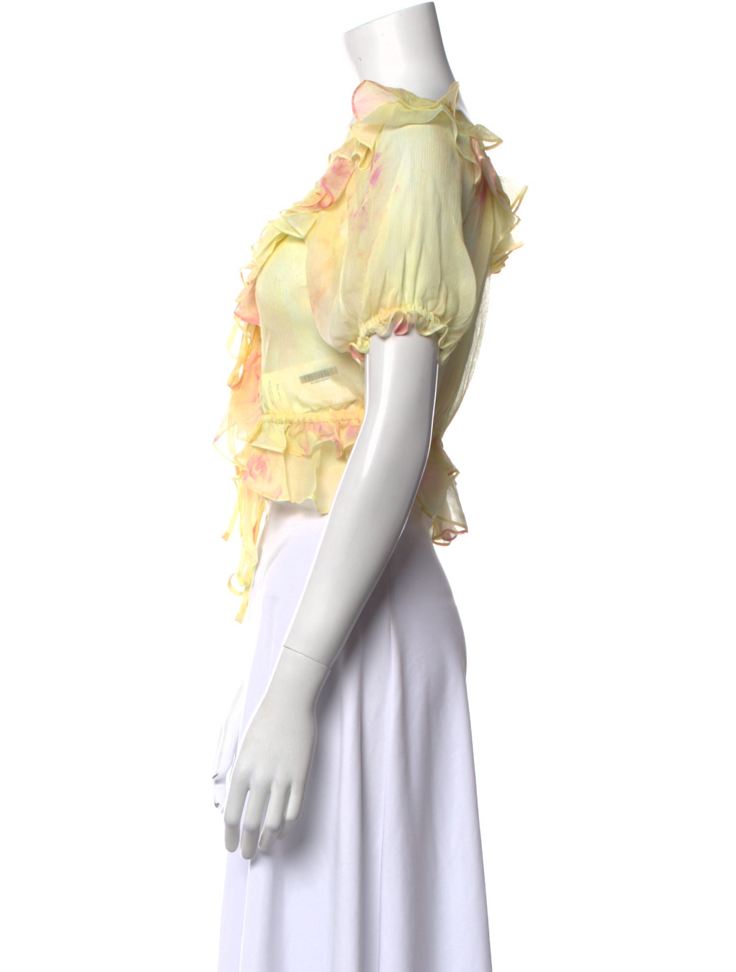 LoveShackFancy Silk Floral Print Crop Top