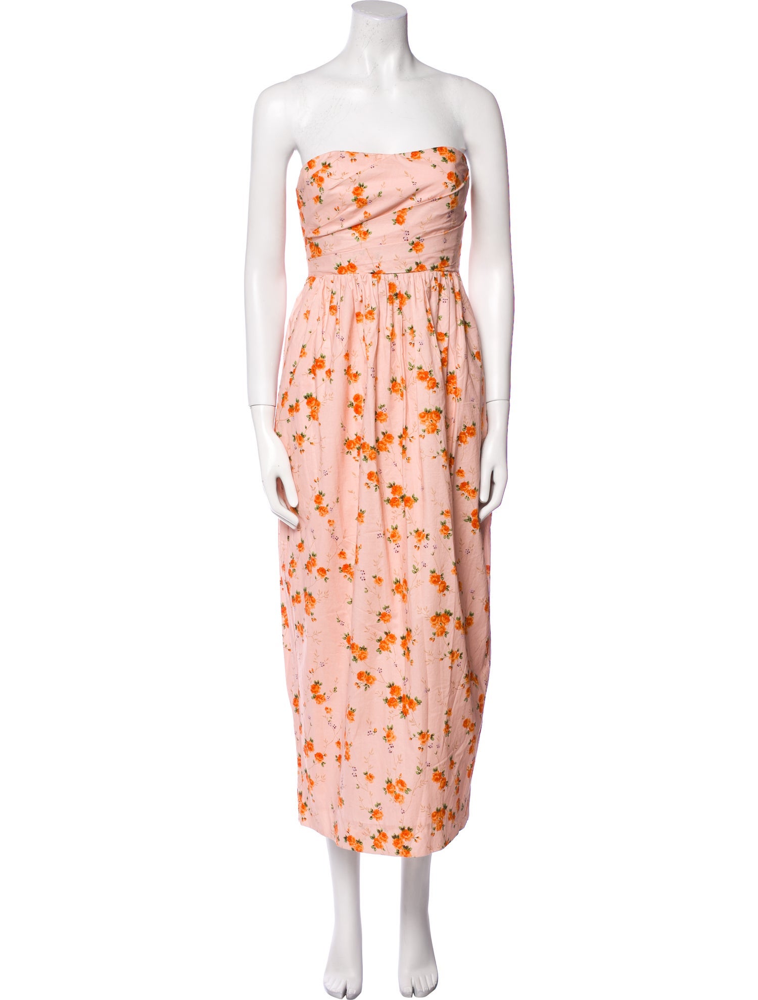 LoveShackFancy Floral Print Knee-Length Dress