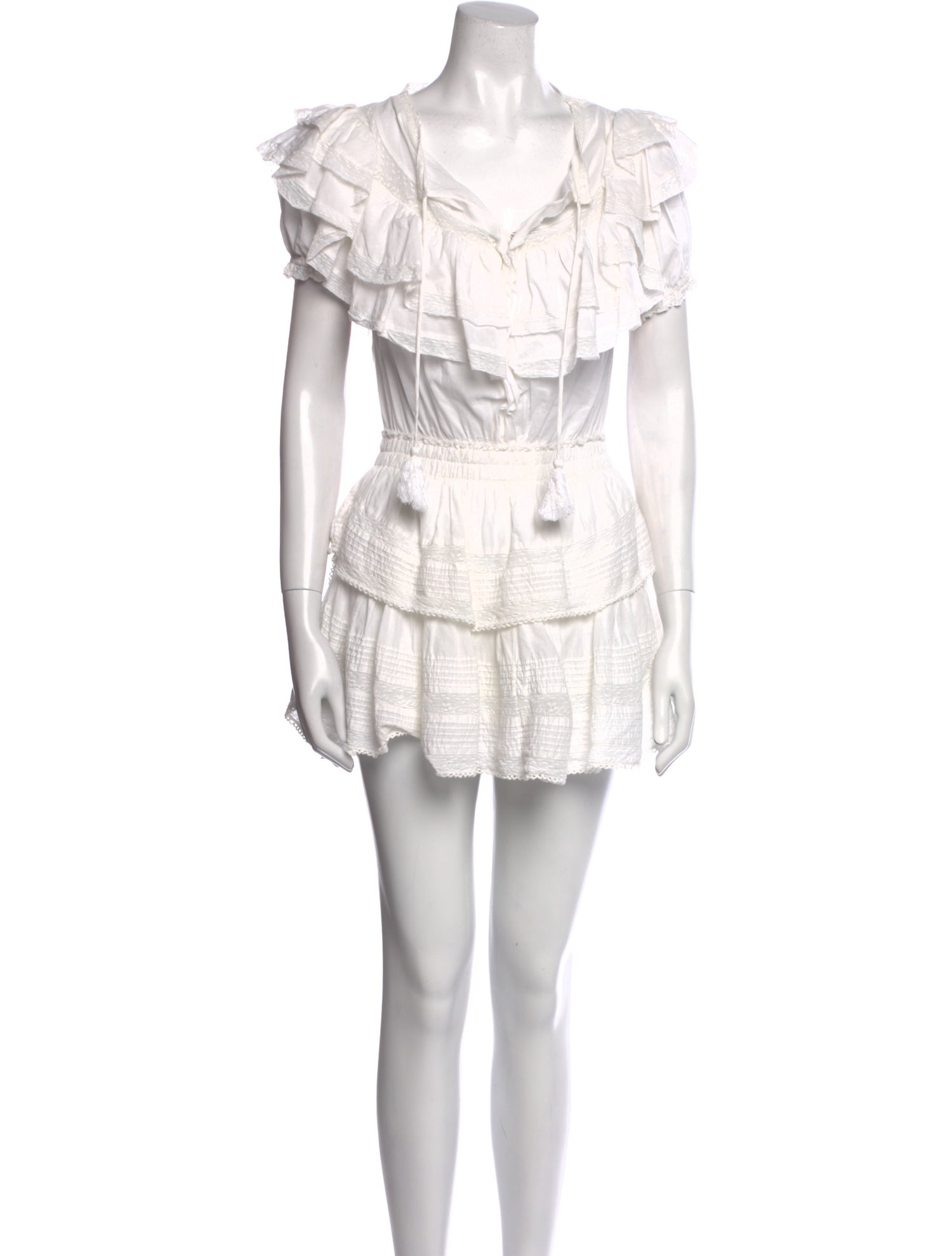 LoveShackFancy V-Neck Mini Dress