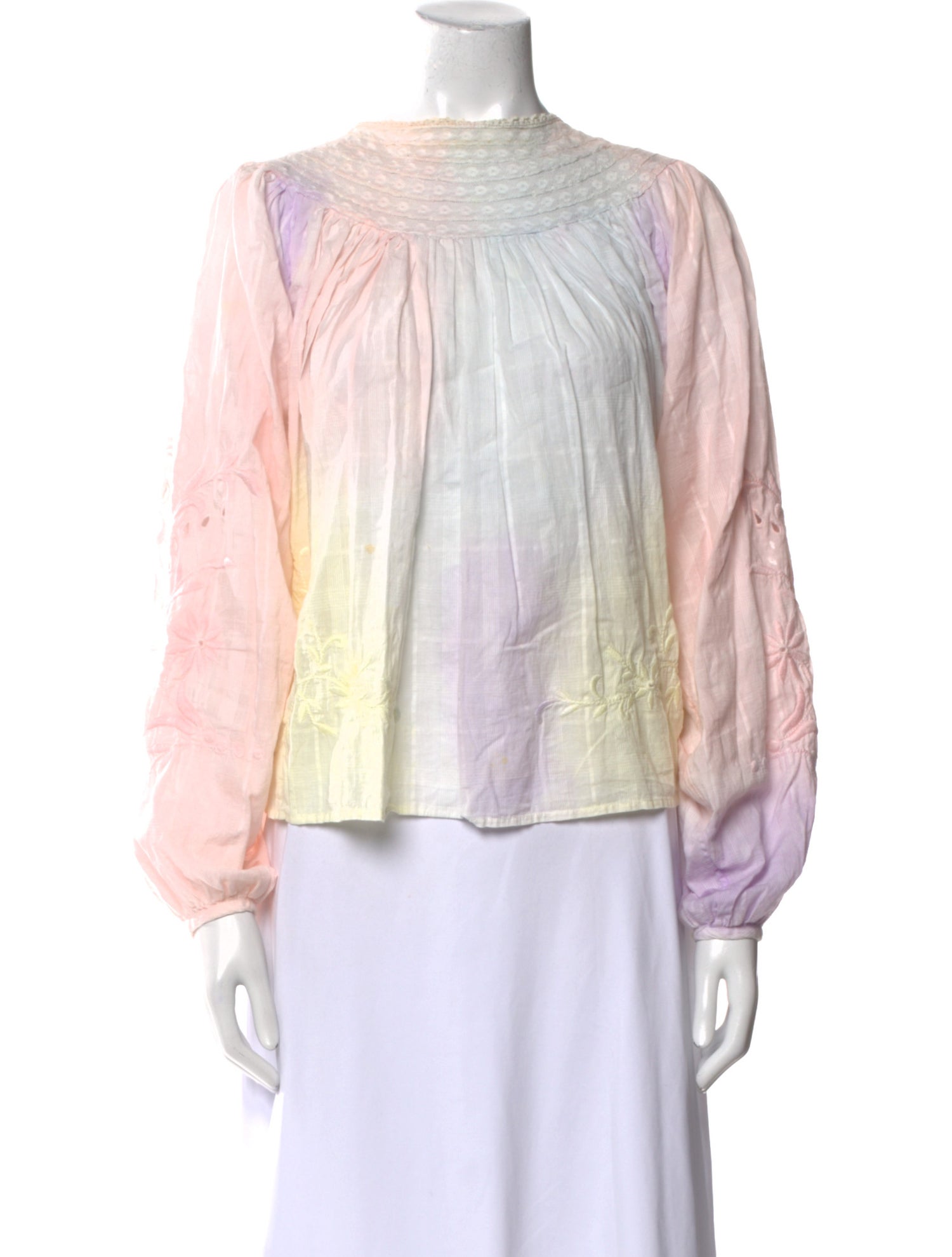 LoveShackFancy Tie-Dye Print Bateau Neckline Blouse