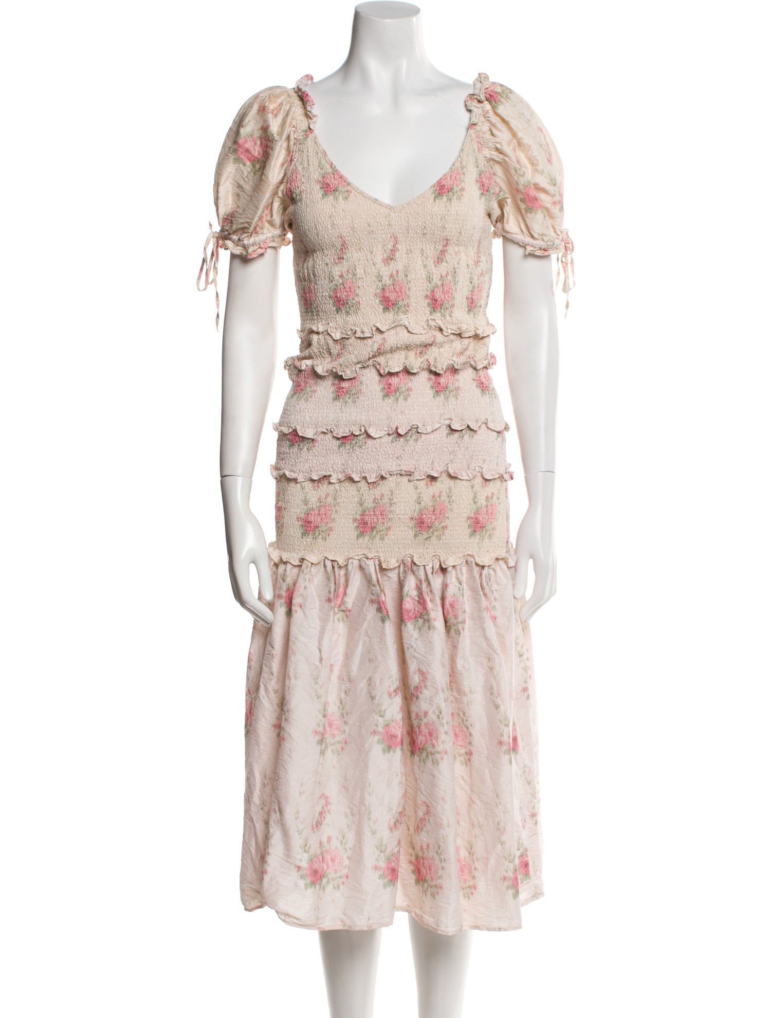 LoveShackFancy Silk Midi Length Dress