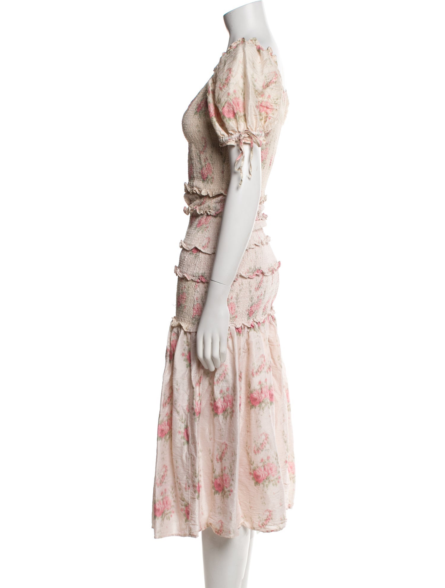 LoveShackFancy Silk Midi Length Dress