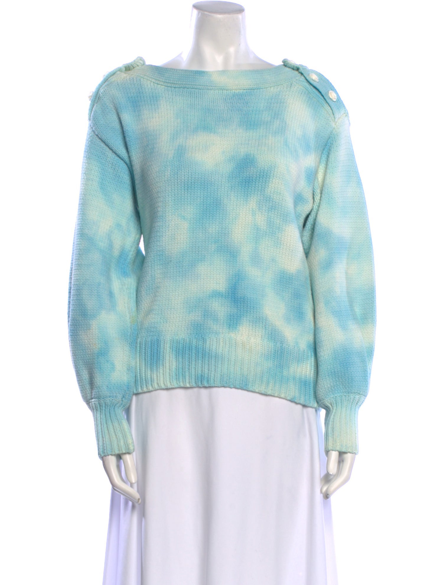 LoveShackFancy Tie-Dye Print Bateau Neckline Sweater