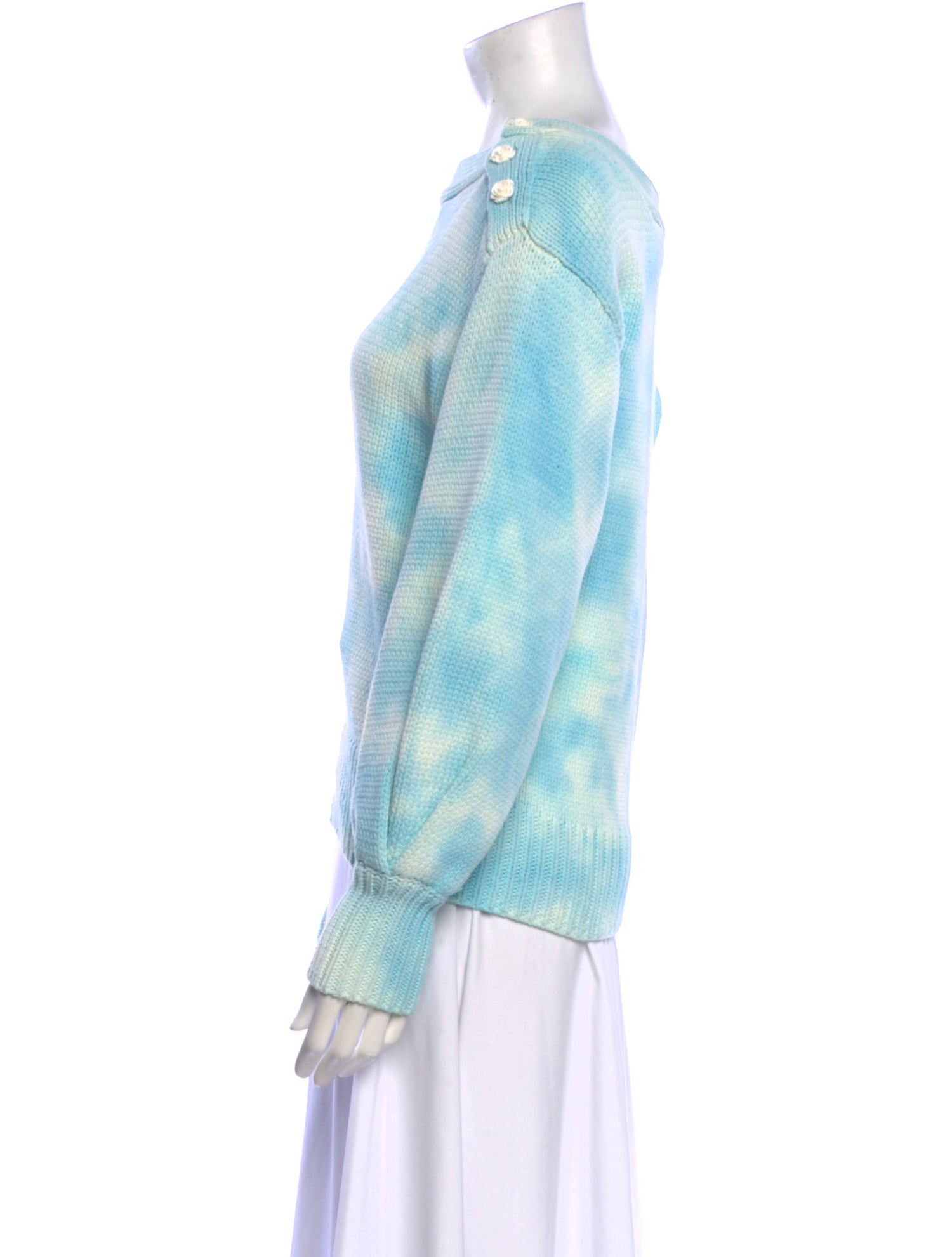 LoveShackFancy Tie-Dye Print Bateau Neckline Sweater