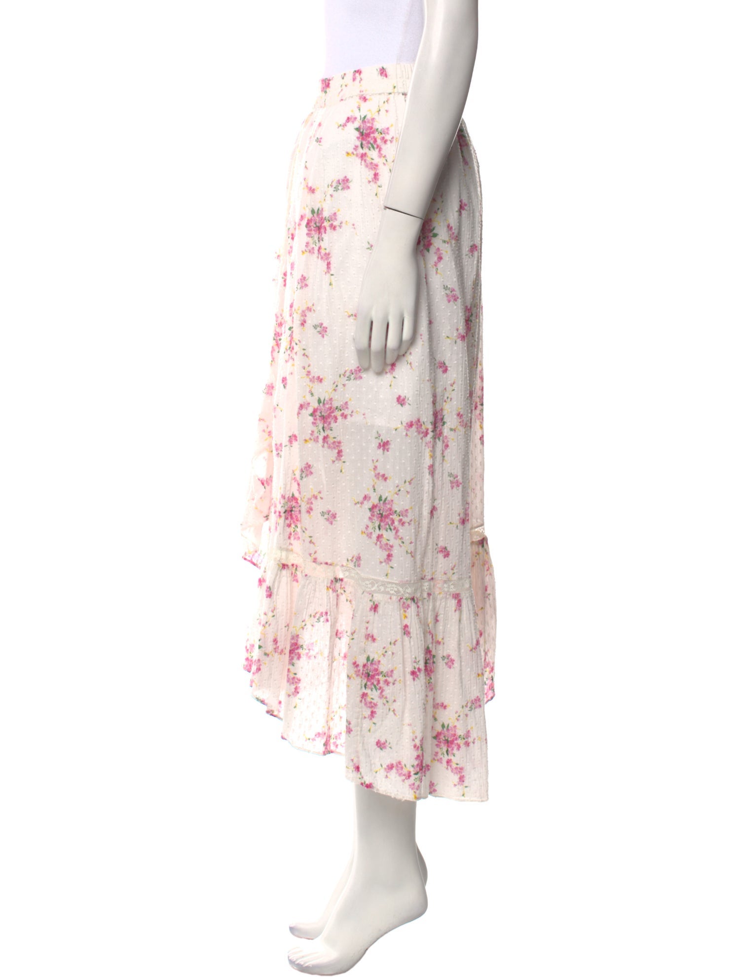 LoveShackFancy Floral Print Midi Length Skirt