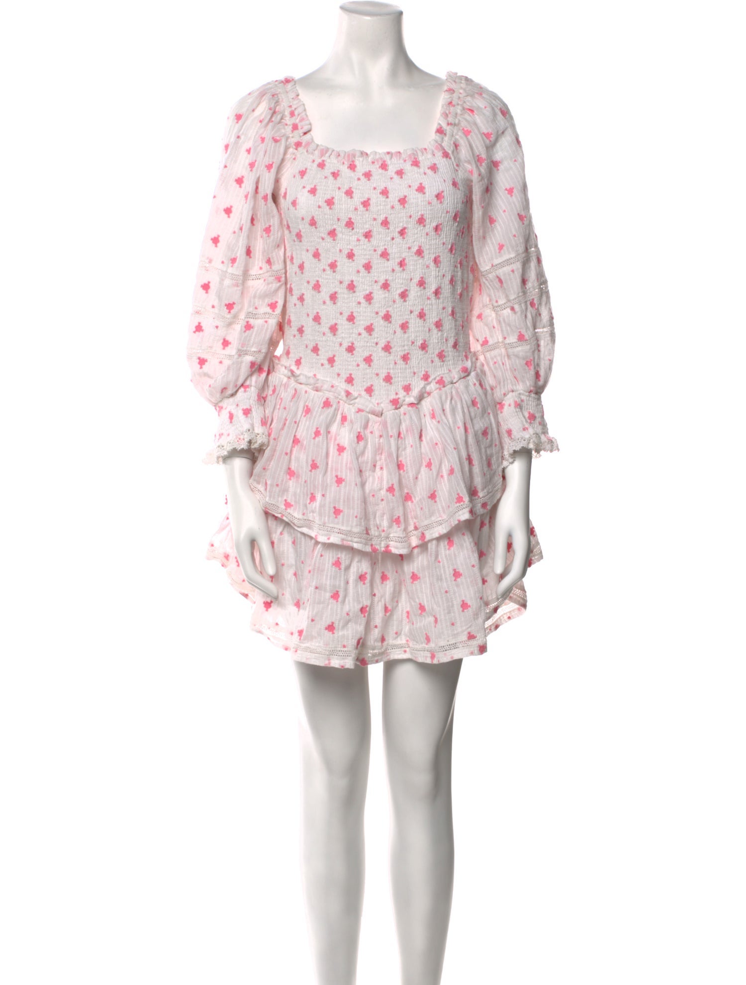 LoveShackFancy Floral Print Mini Dress