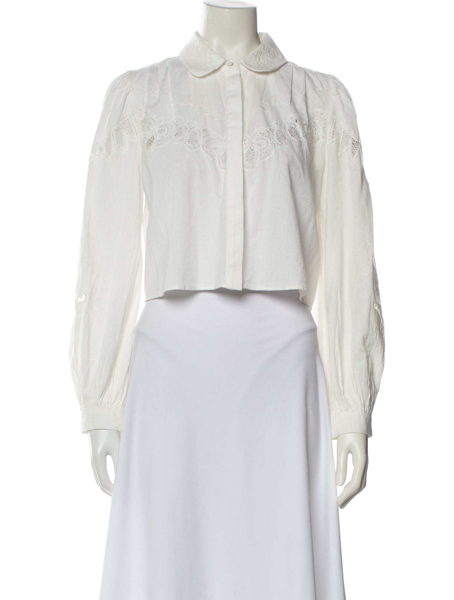 LoveShackFancy Long Sleeve Crop Top