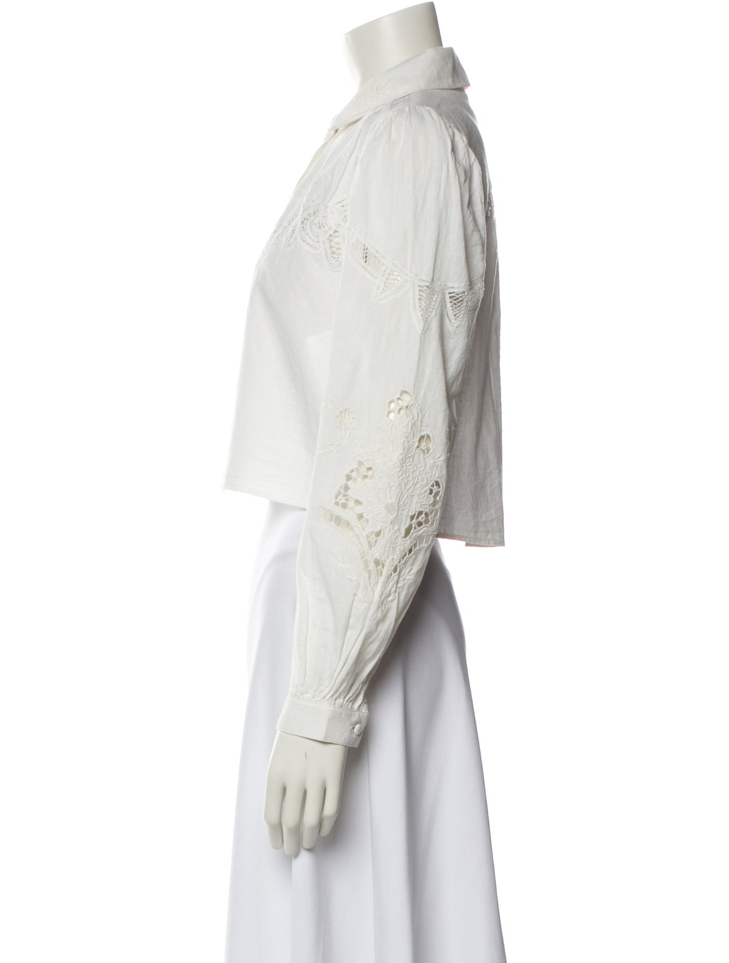 LoveShackFancy Long Sleeve Crop Top