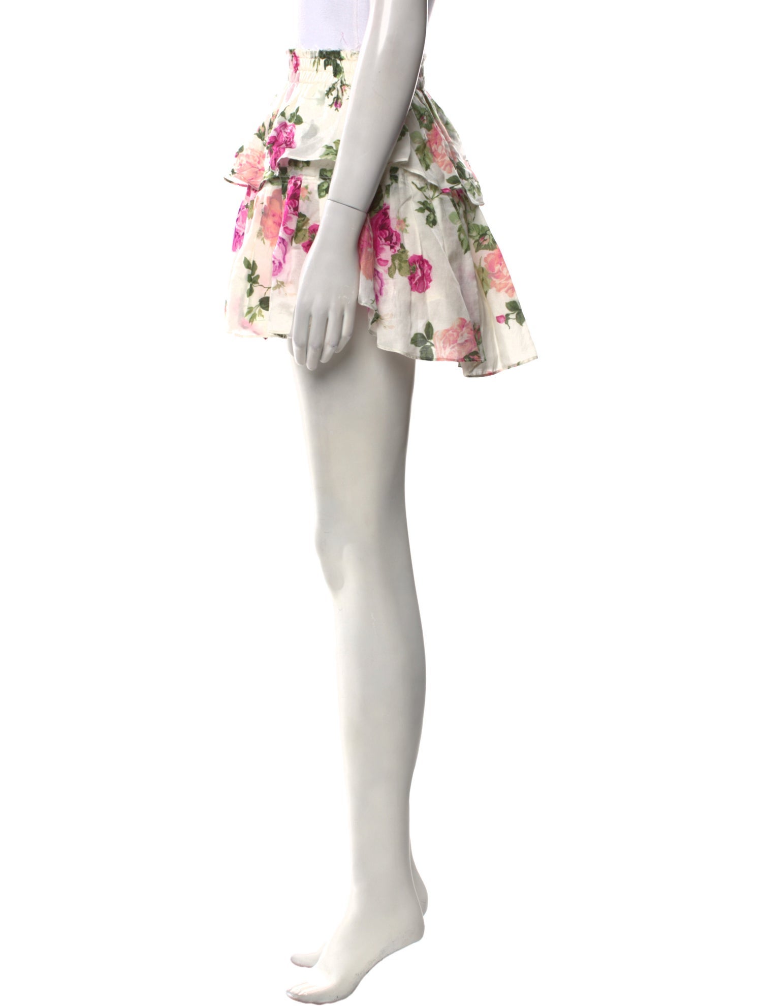 LoveShackFancy Floral Print Mini Skirt