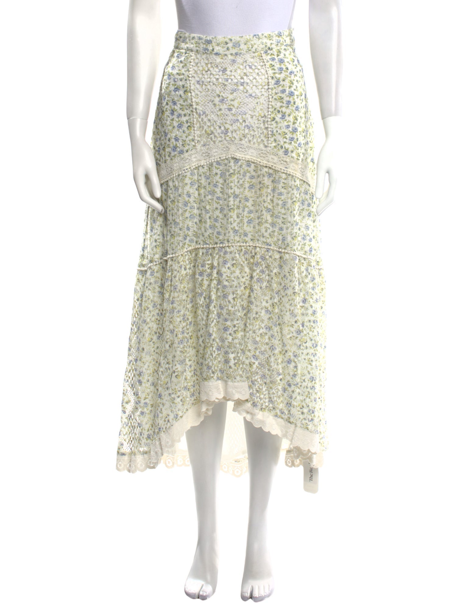 LoveShackFancy Floral Print Midi Length Skirt