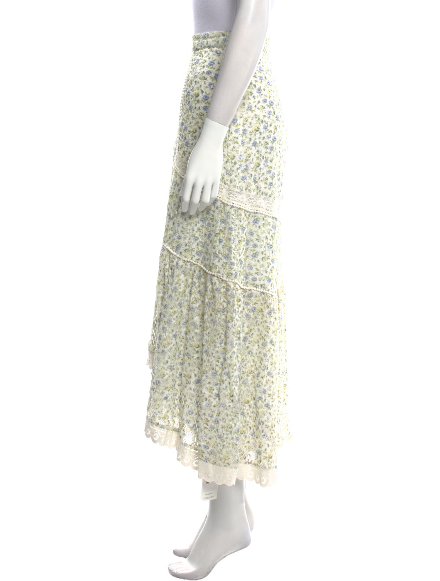 LoveShackFancy Floral Print Midi Length Skirt