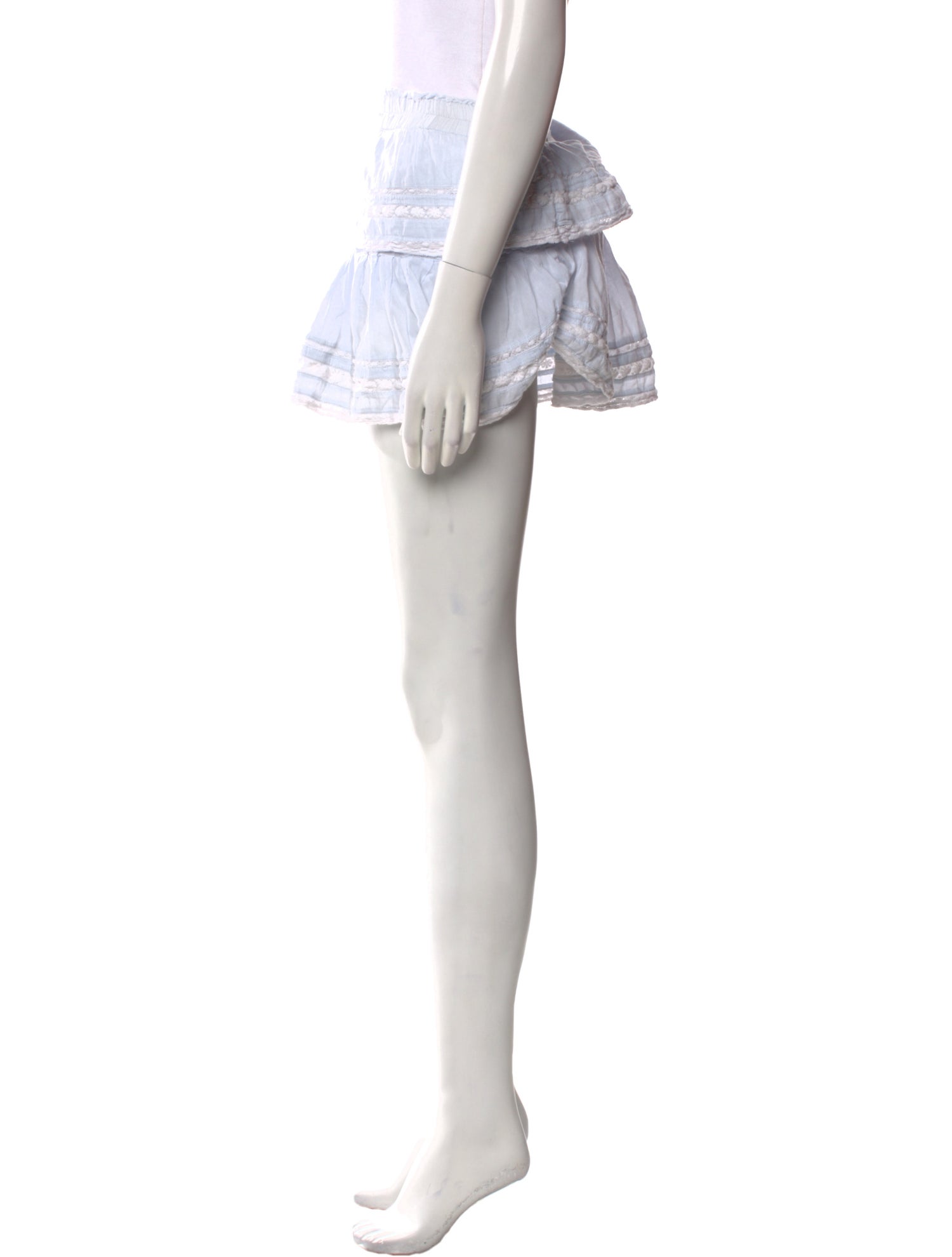 LoveShackFancy Embroidered Accent Mini Skirt