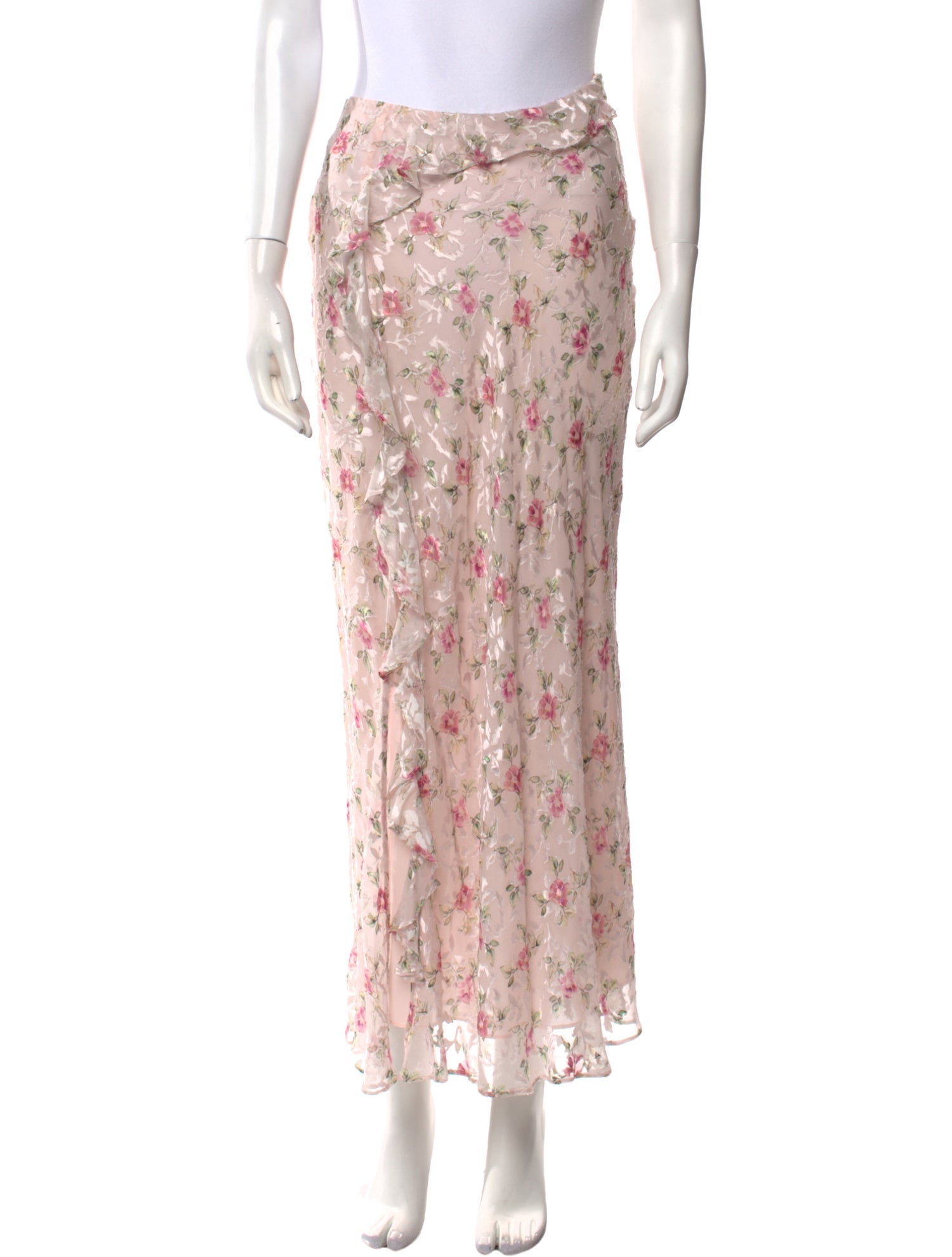 LoveShackFancy Floral Print Midi Length Skirt