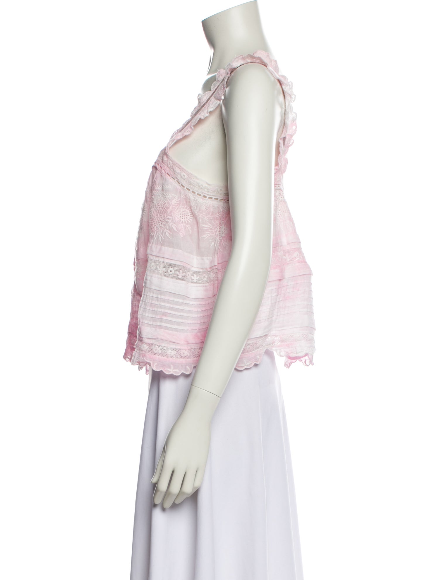 LoveShackFancy Lace Pattern Square Neckline Crop Top