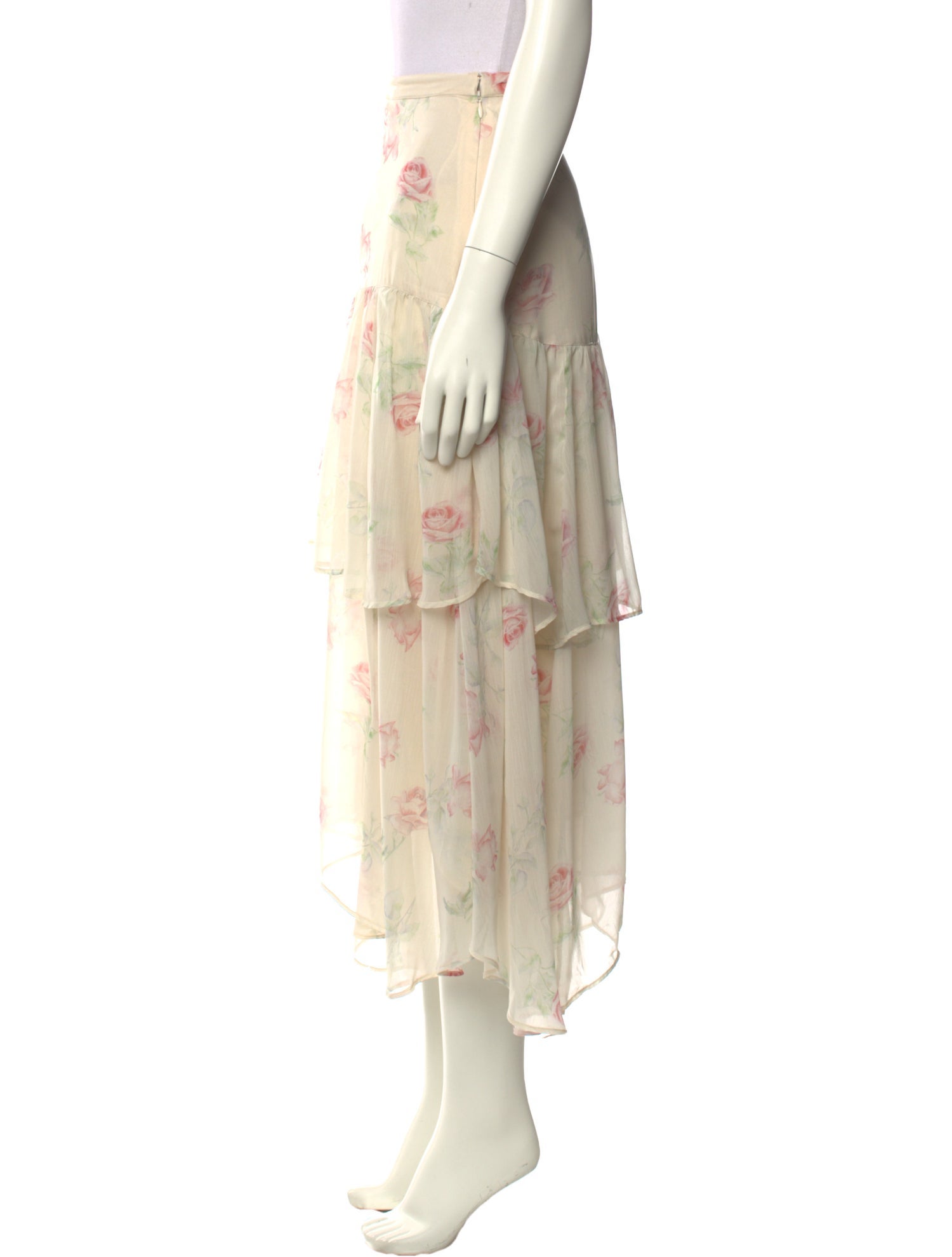 LoveShackFancy Floral Print Midi Length Skirt