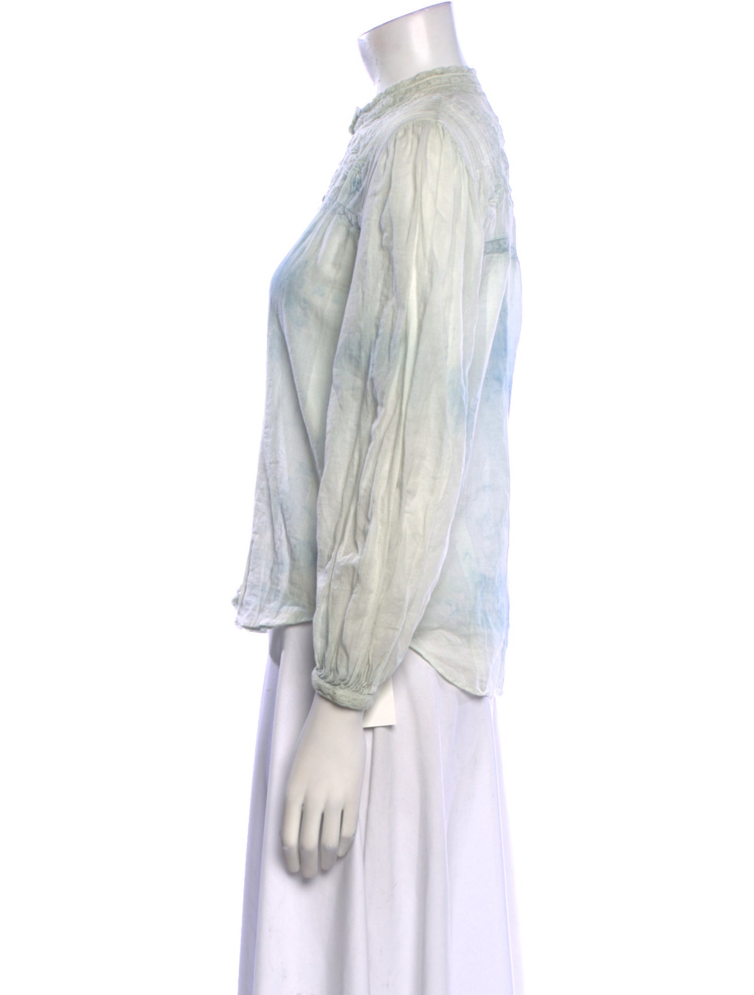 LoveShackFancy Printed Mock Neck Blouse