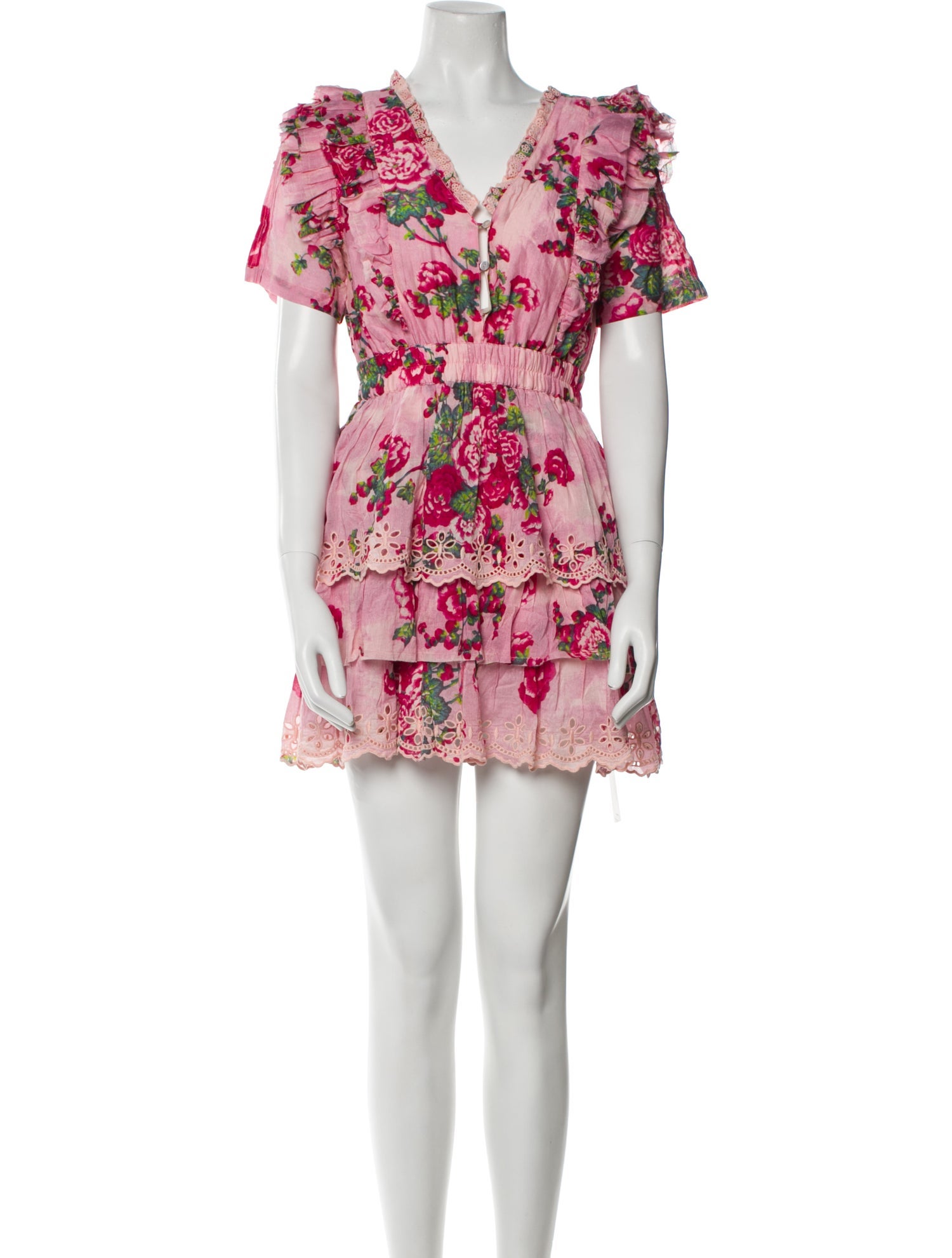 LoveShackFancy Floral Print Mini Dress