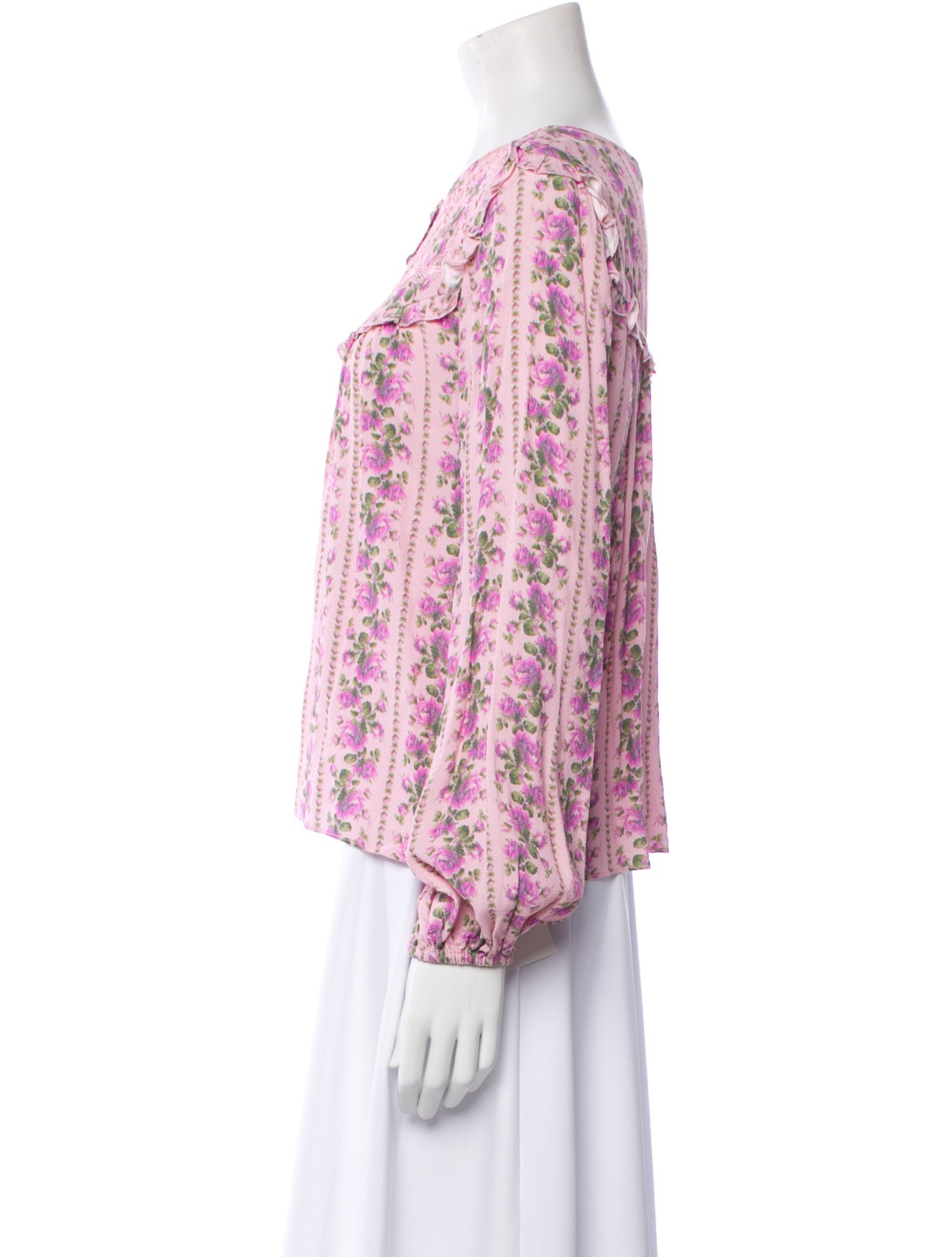 LoveShackFancy Printed Bateau Neckline Blouse