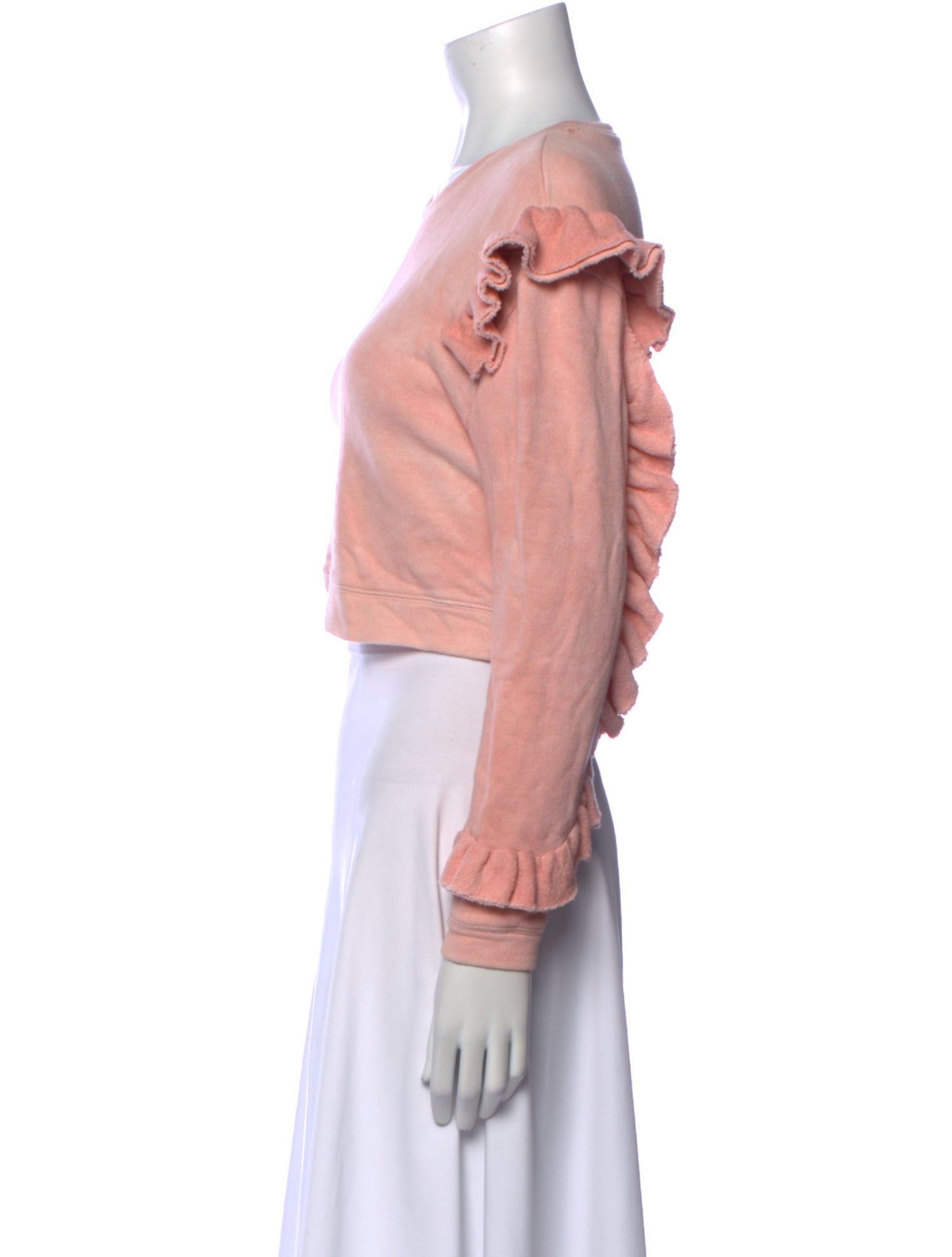 LoveShackFancy Crew Neck Long Sleeve Crop Top