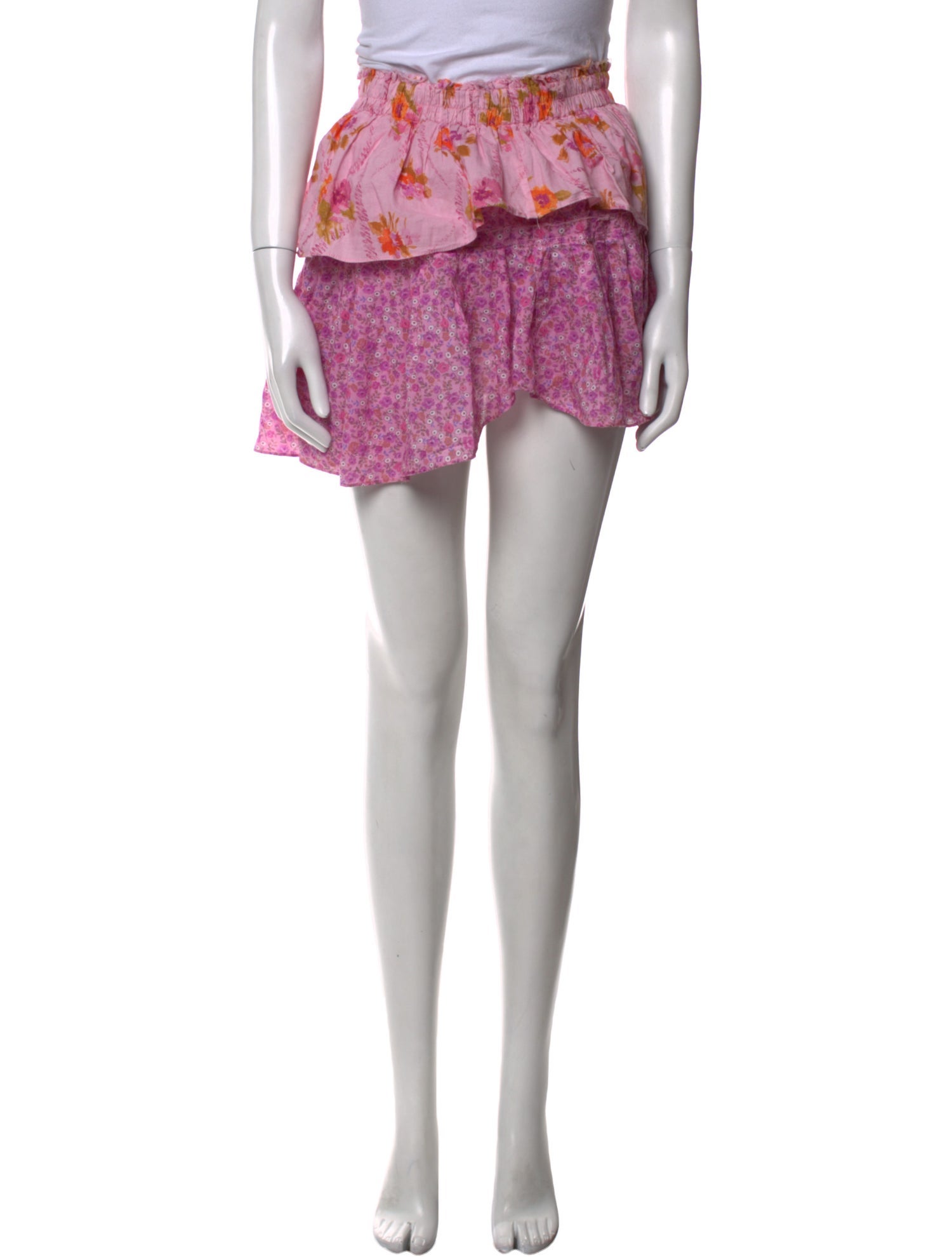 LoveShackFancy Floral Print Mini Skirt