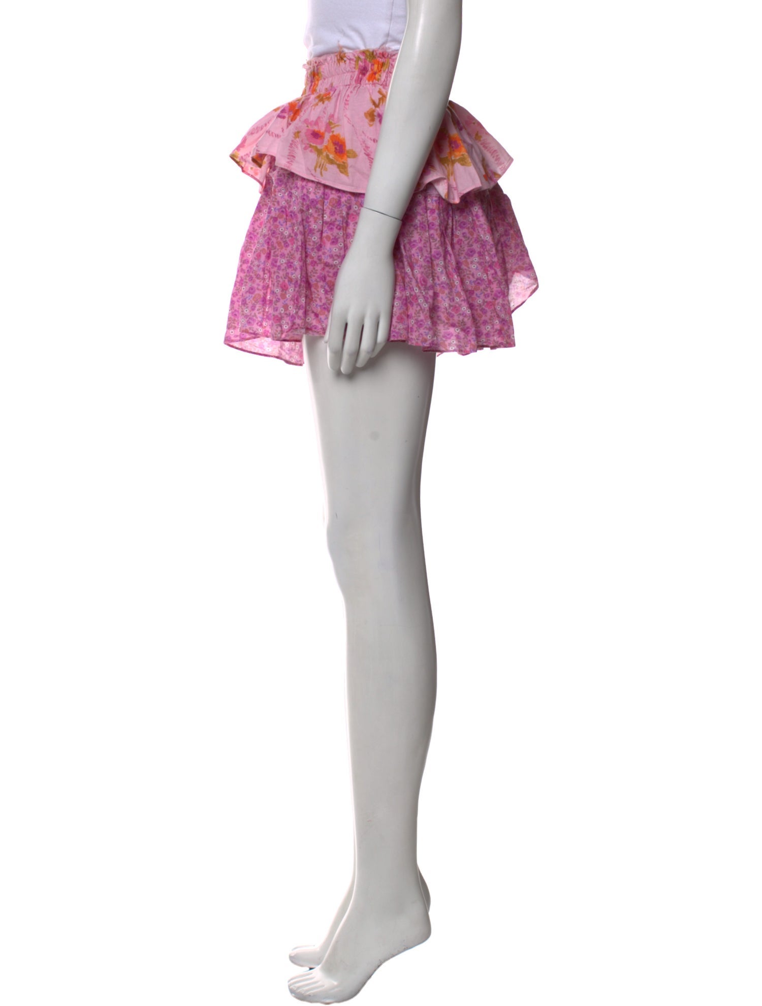 LoveShackFancy Floral Print Mini Skirt