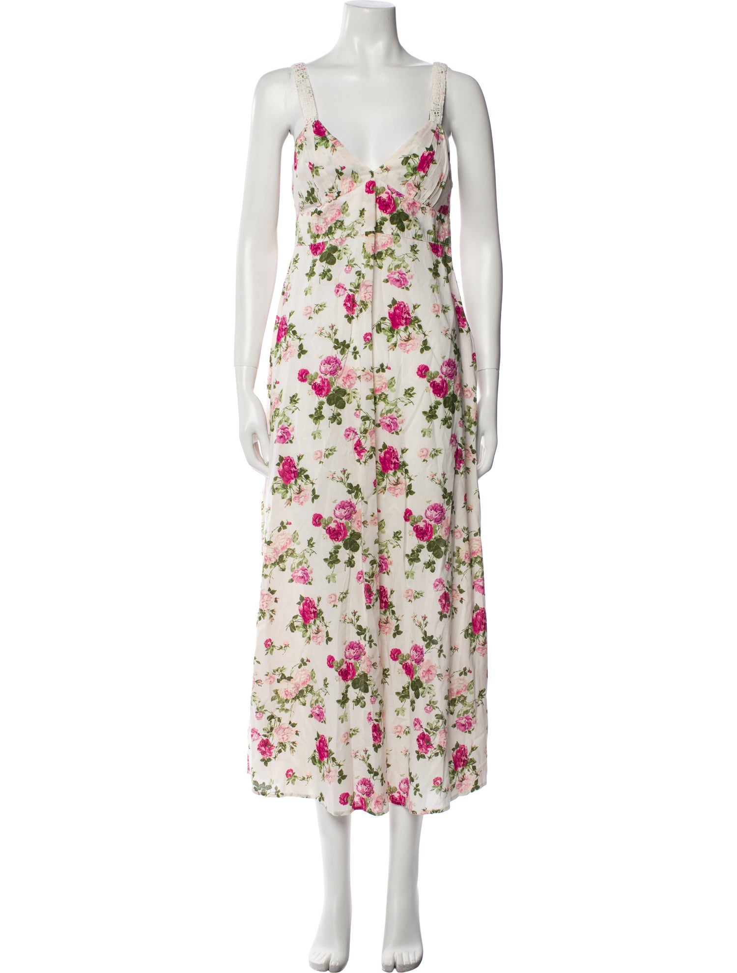 LoveShackFancy Floral Print Midi Length Dress