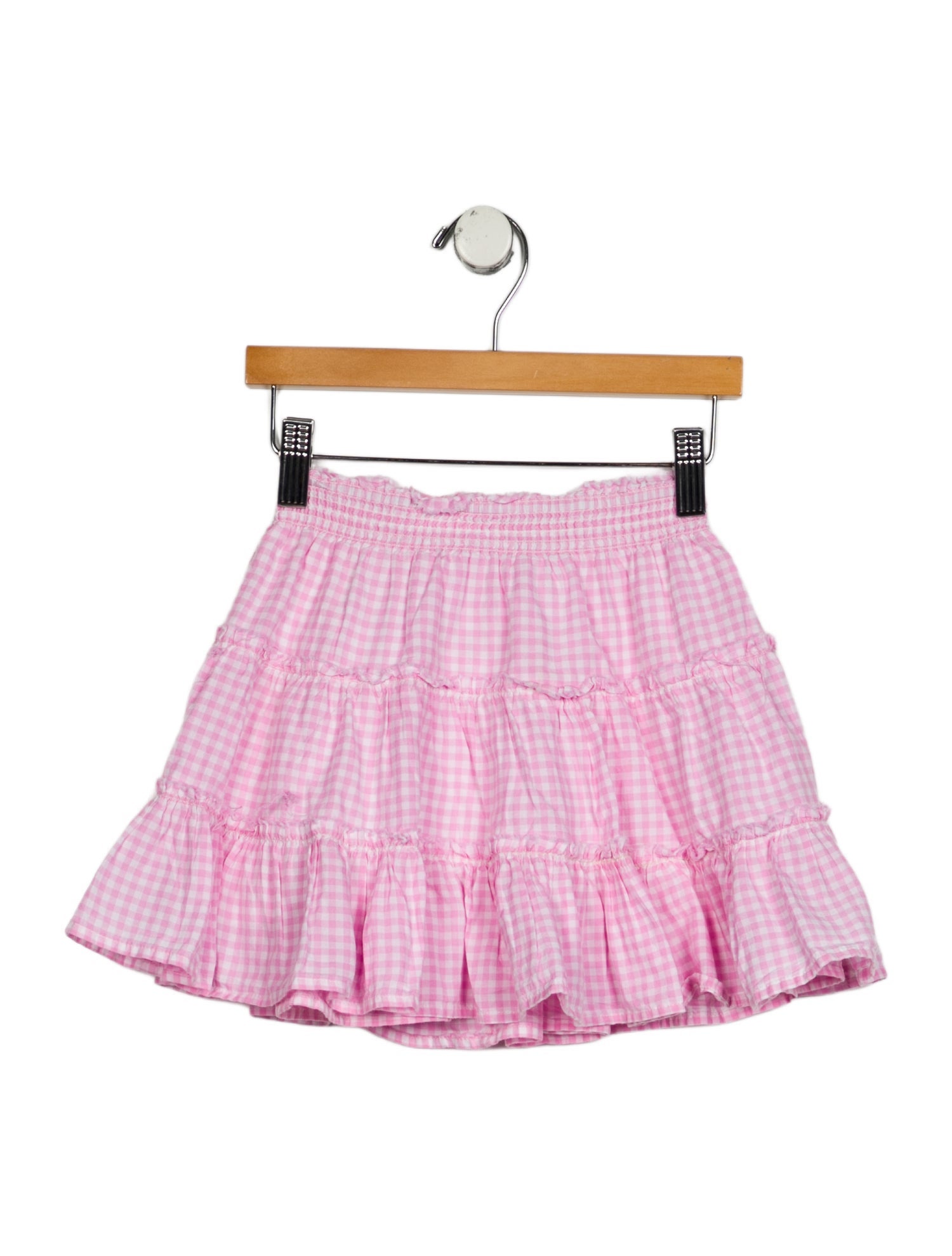 LoveShackFancy Girls' Gingham Ruffle Skirt
