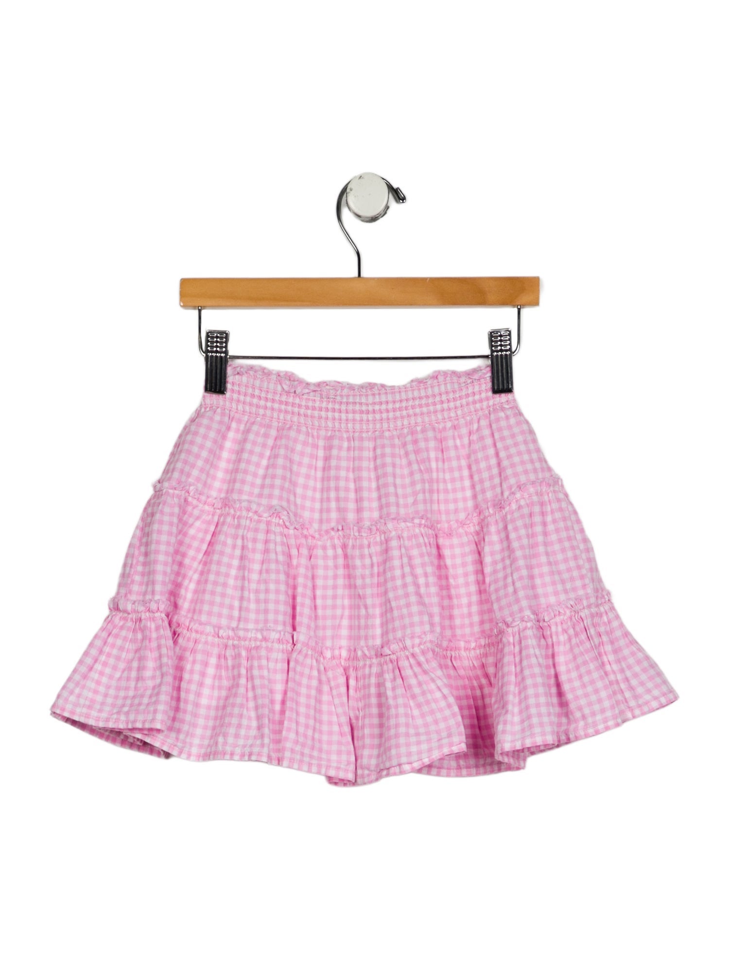 LoveShackFancy Girls' Gingham Ruffle Skirt