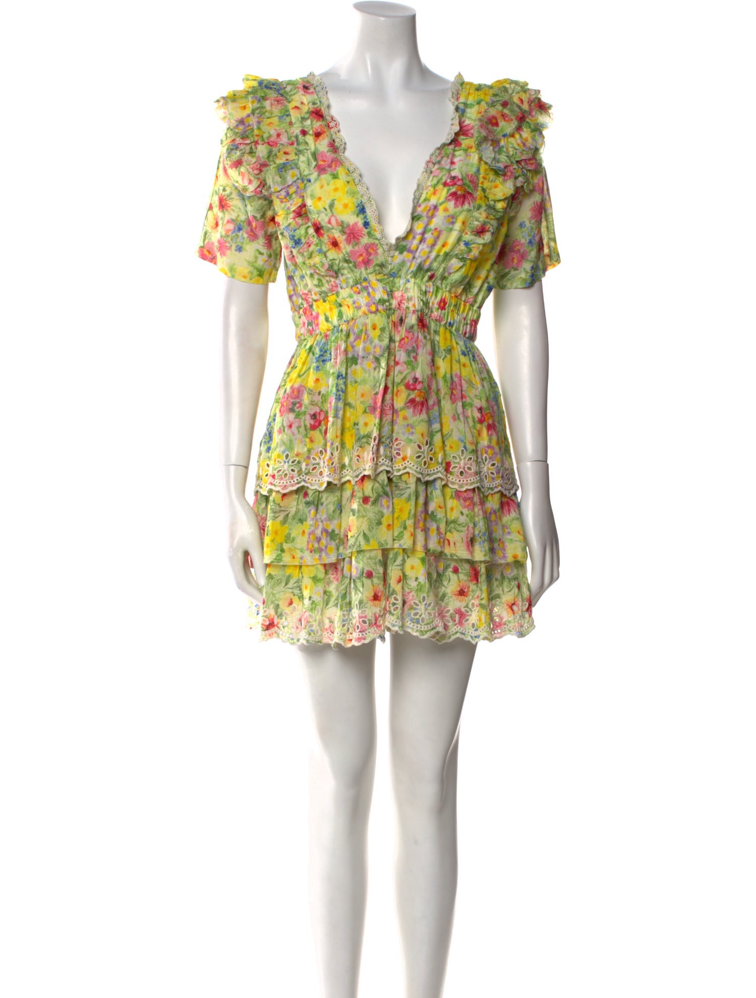 LoveShackFancy Floral Print Mini Dress