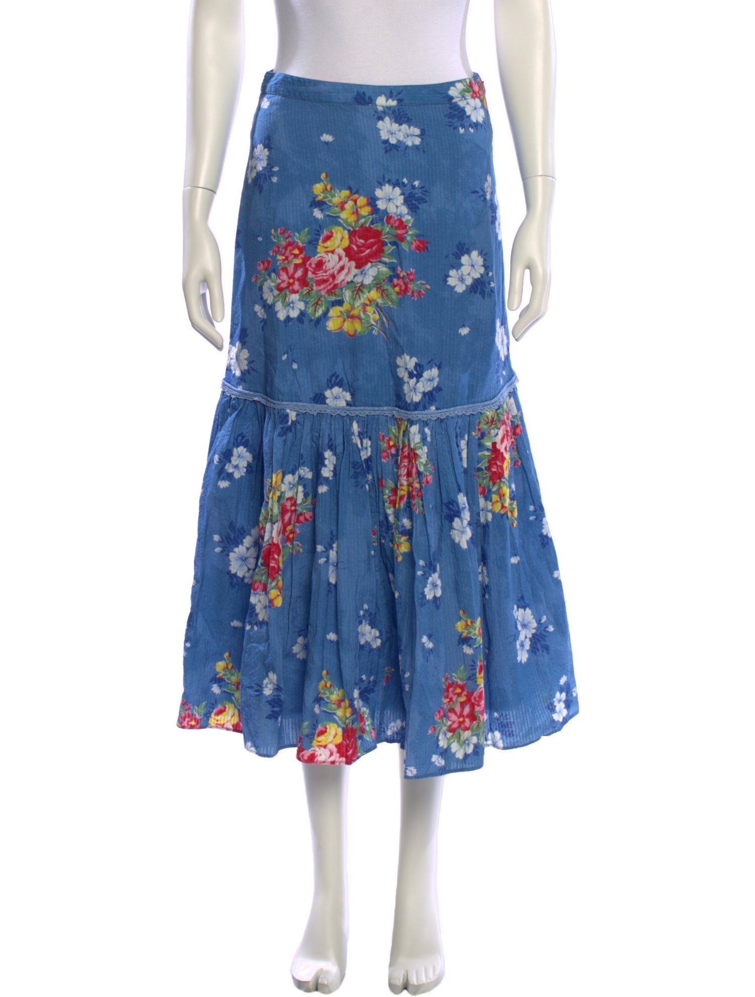 LoveShackFancy Floral Print Midi Length Skirt