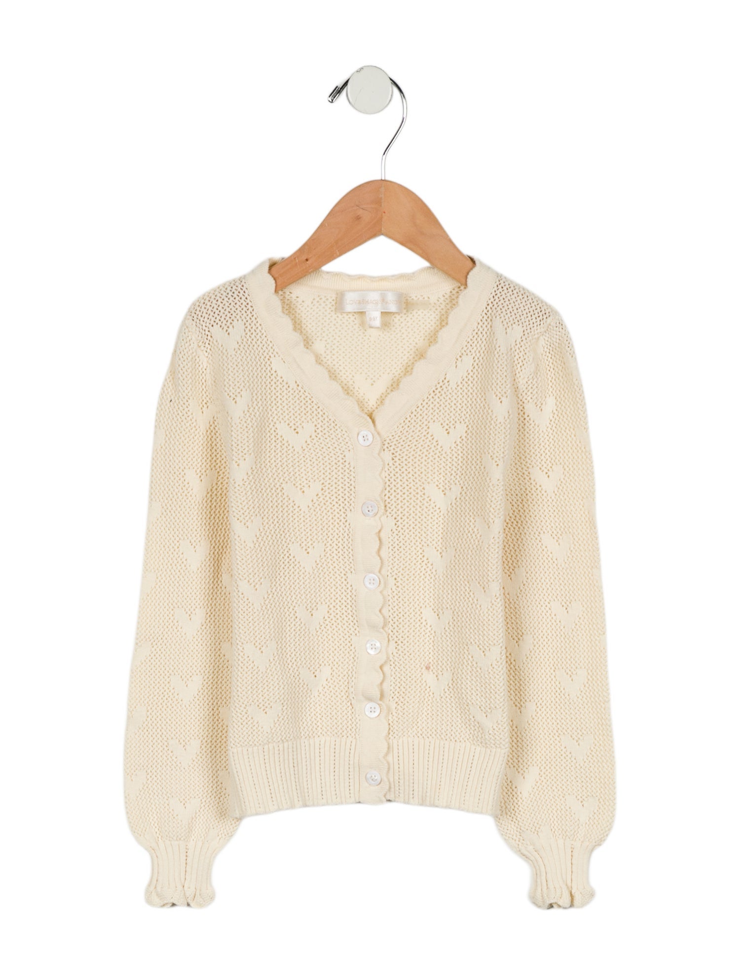 LoveShackFancy Girls' Heart Print Cardigan