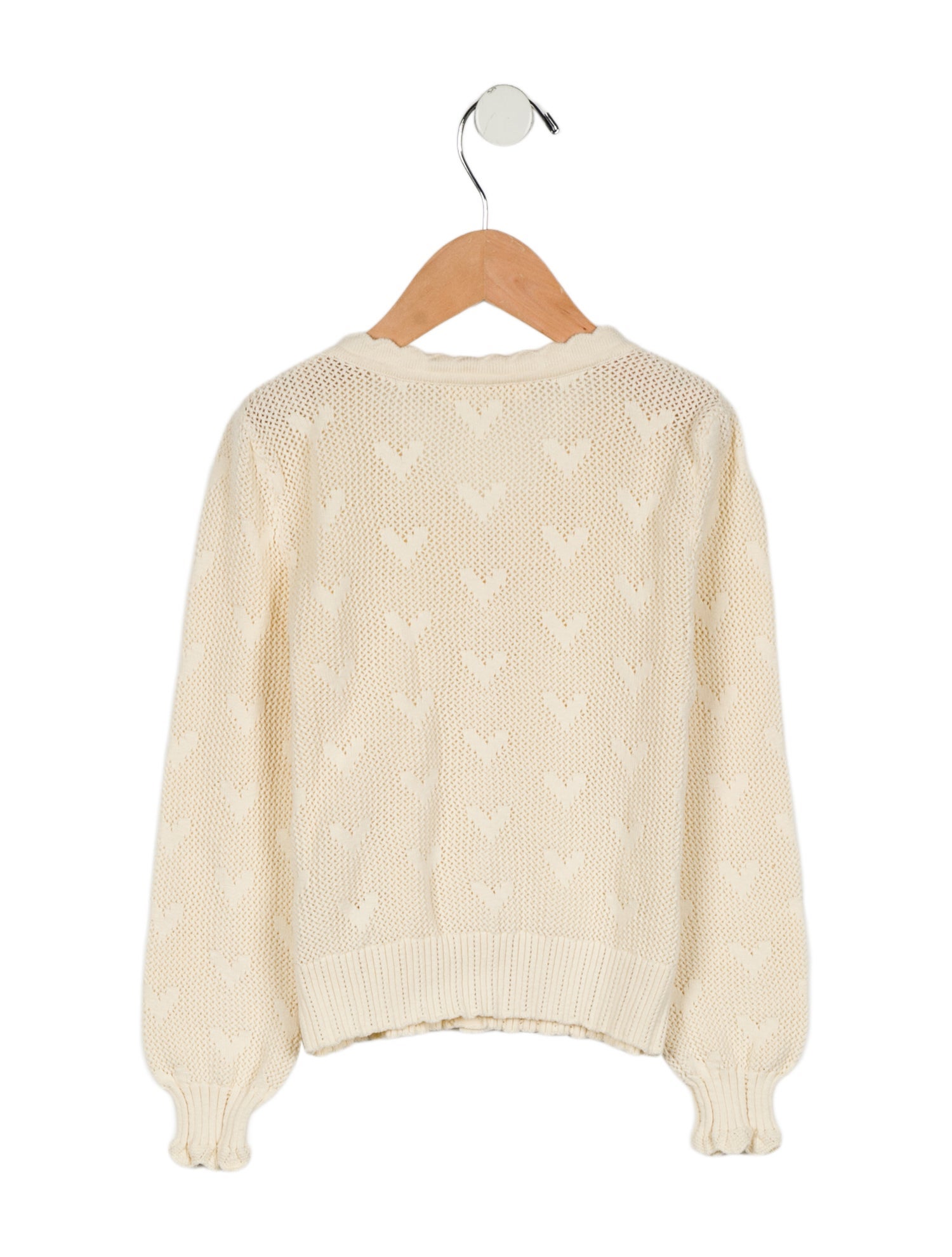 LoveShackFancy Girls' Heart Print Cardigan