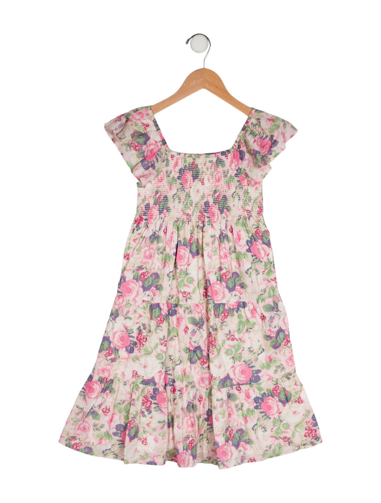 LoveShackFancy Girls' Floral Printed Sleeveless Dress