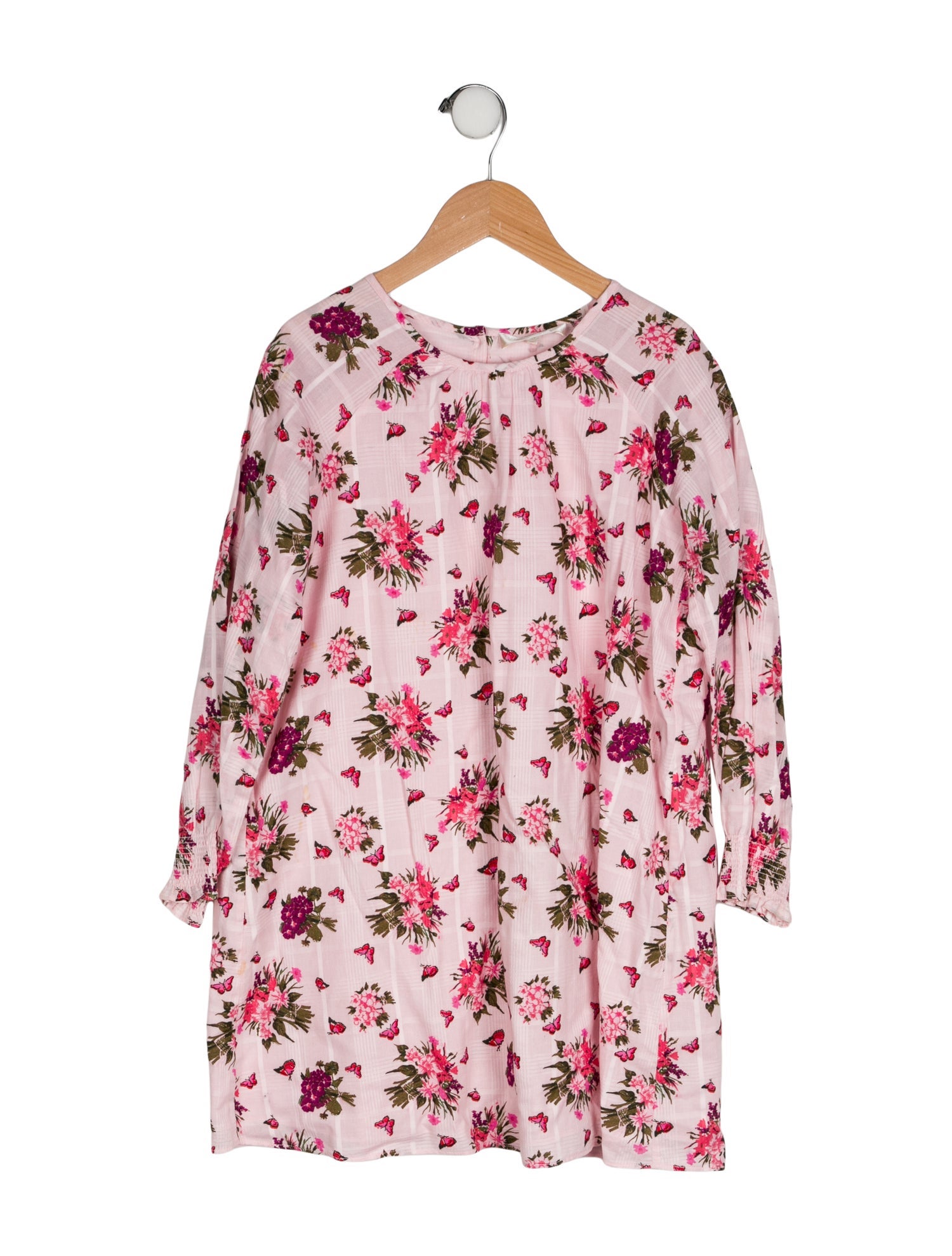 LoveShackFancy Girls' Floral Printed Long Sleeve Dress
