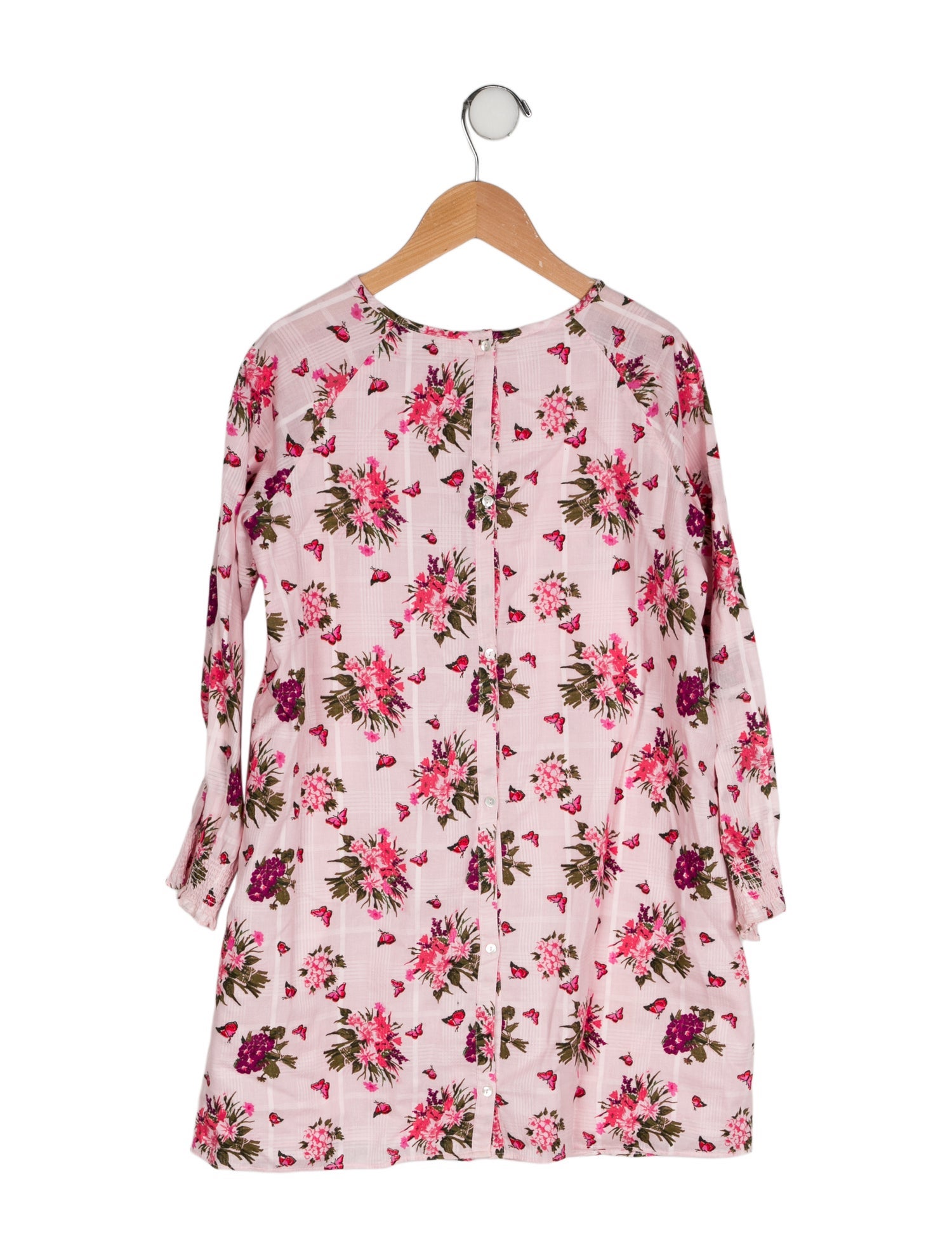 LoveShackFancy Girls' Floral Printed Long Sleeve Dress