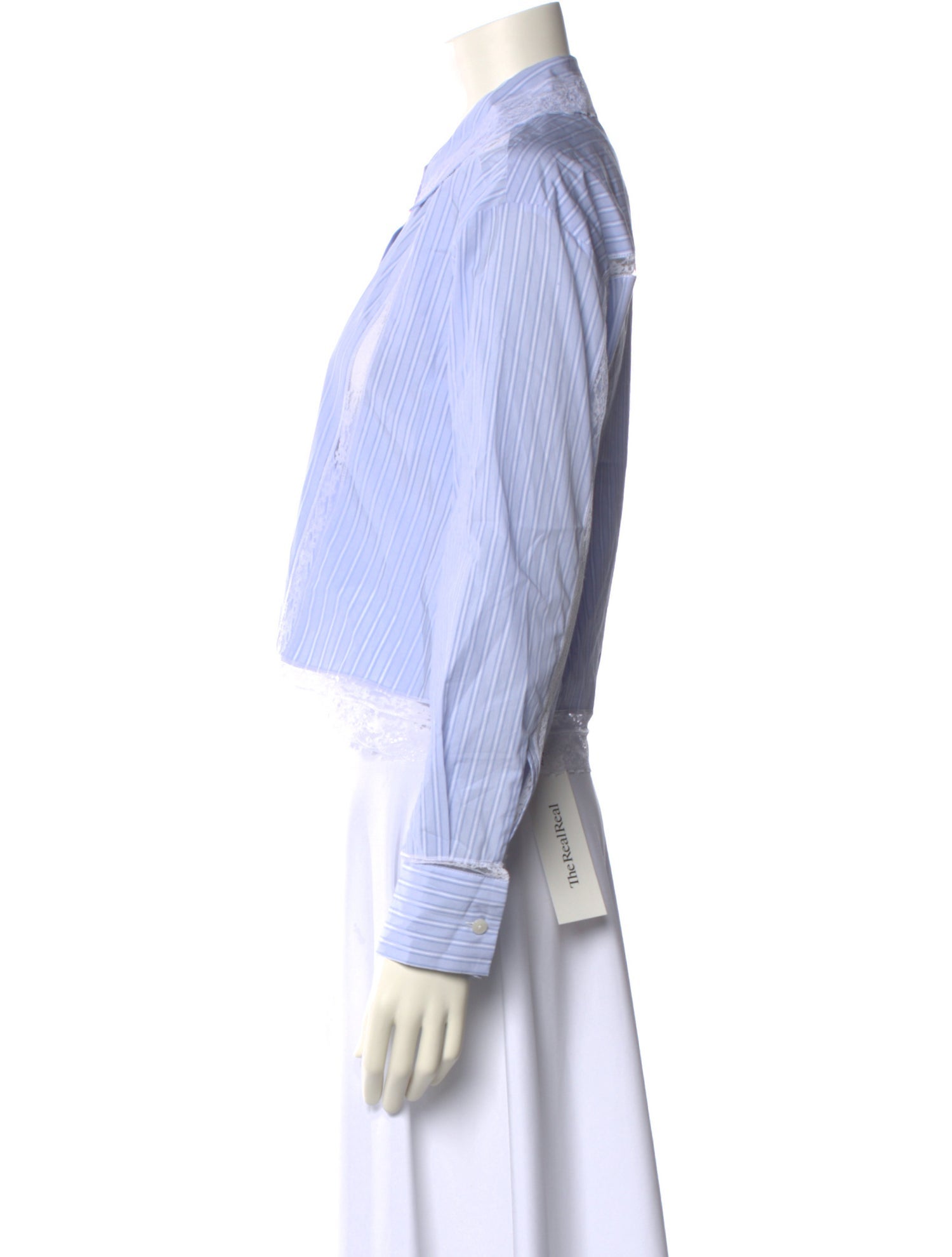 LoveShackFancy Chambray Striped Crop Top