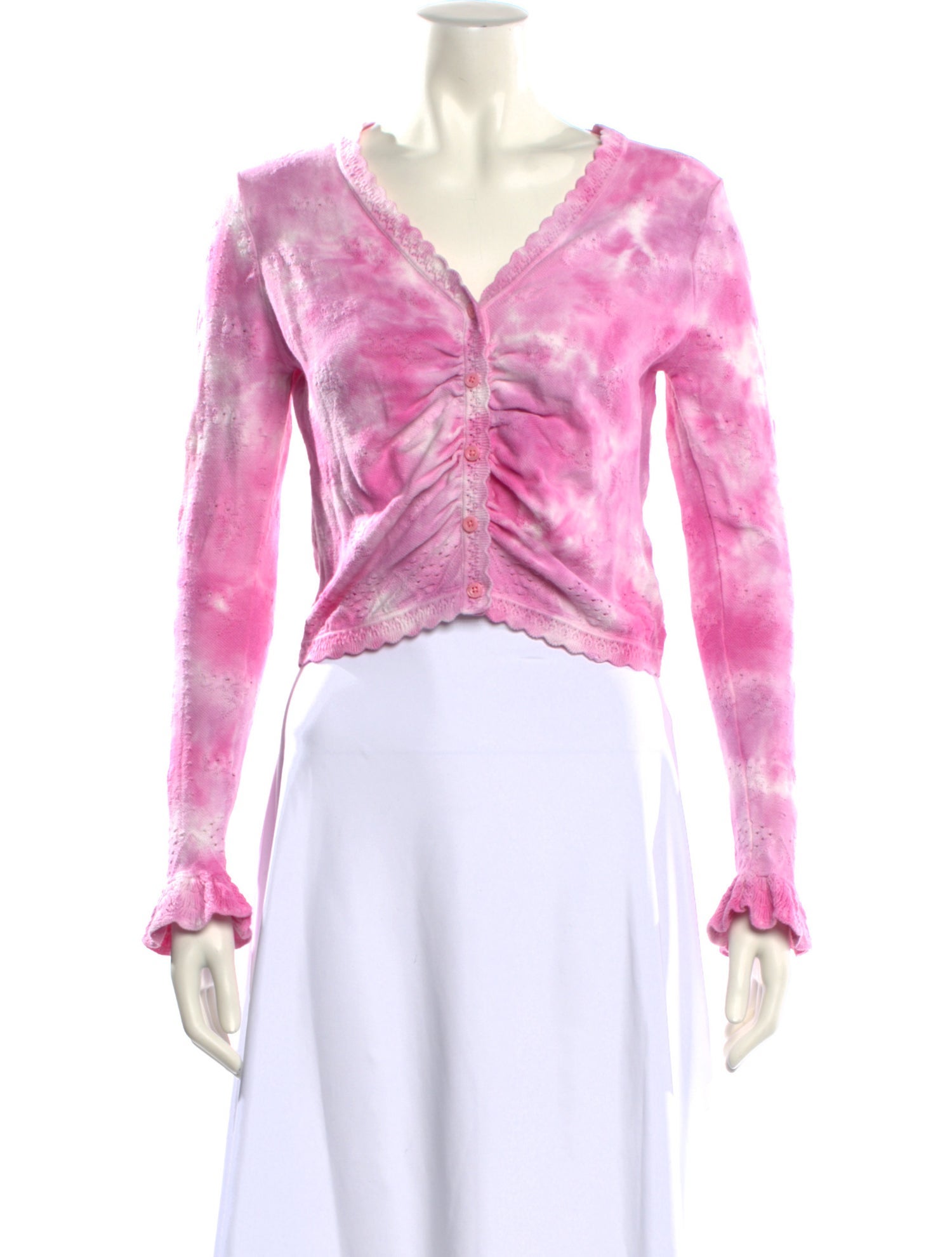 LoveShackFancy Tie-Dye Print V-Neck Sweater