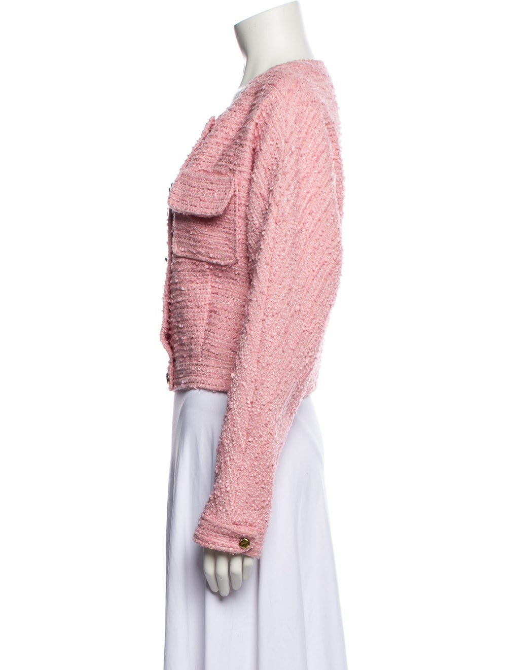 LoveShackFancy Jacket Pink Tweed Pattern Glitter … - image 2