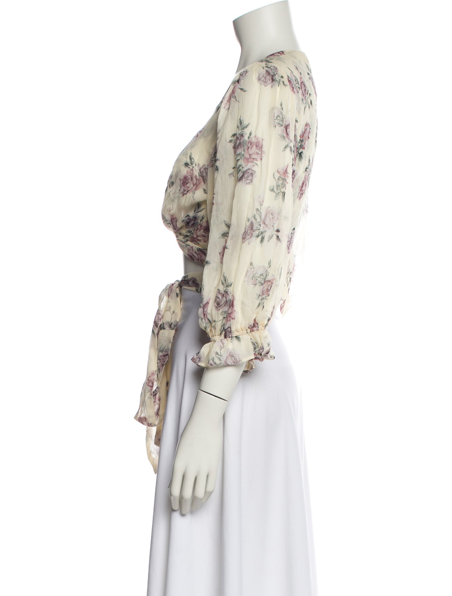 LoveShackFancy Silk Floral Print Crop Top