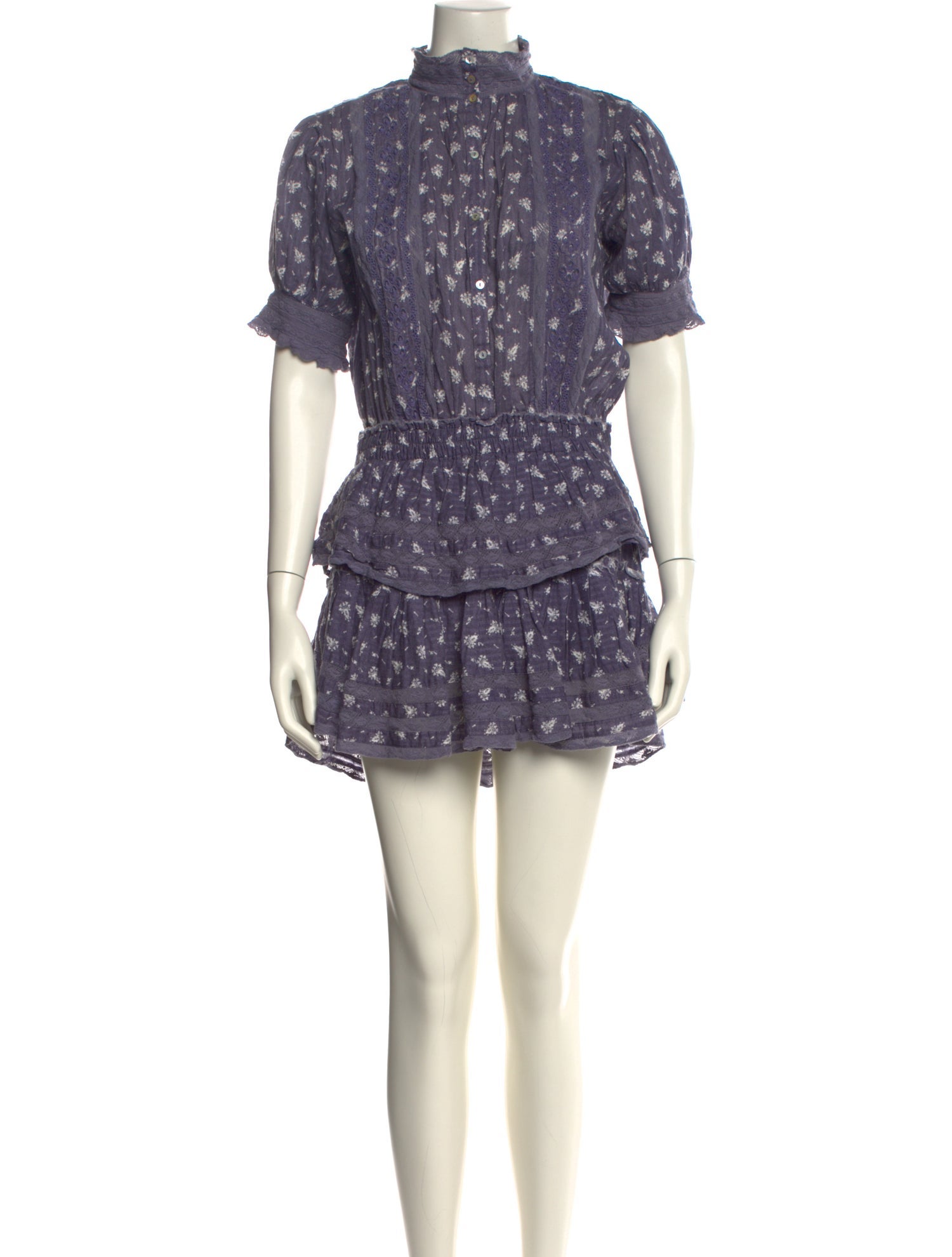 LoveShackFancy Floral Print Mini Dress