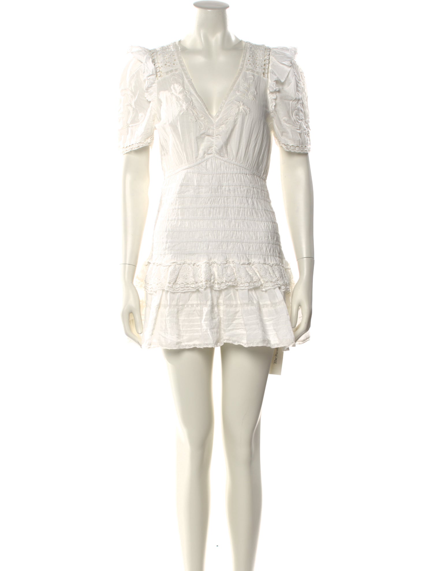 LoveShackFancy V-Neck Mini Dress