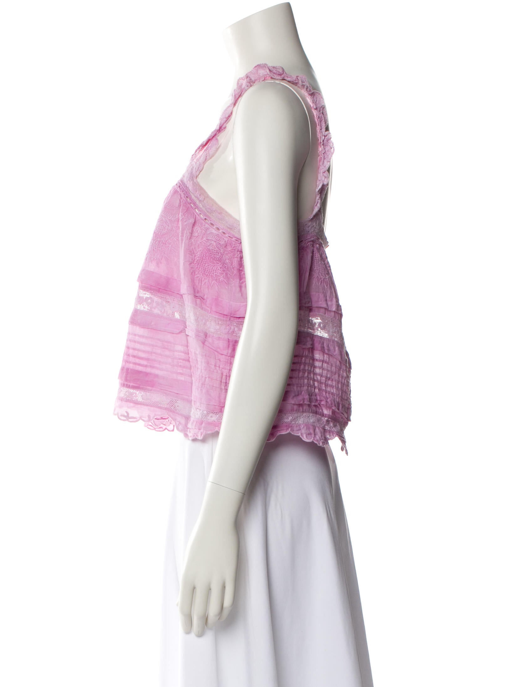 LoveShackFancy Floral Print Square Neckline Crop Top