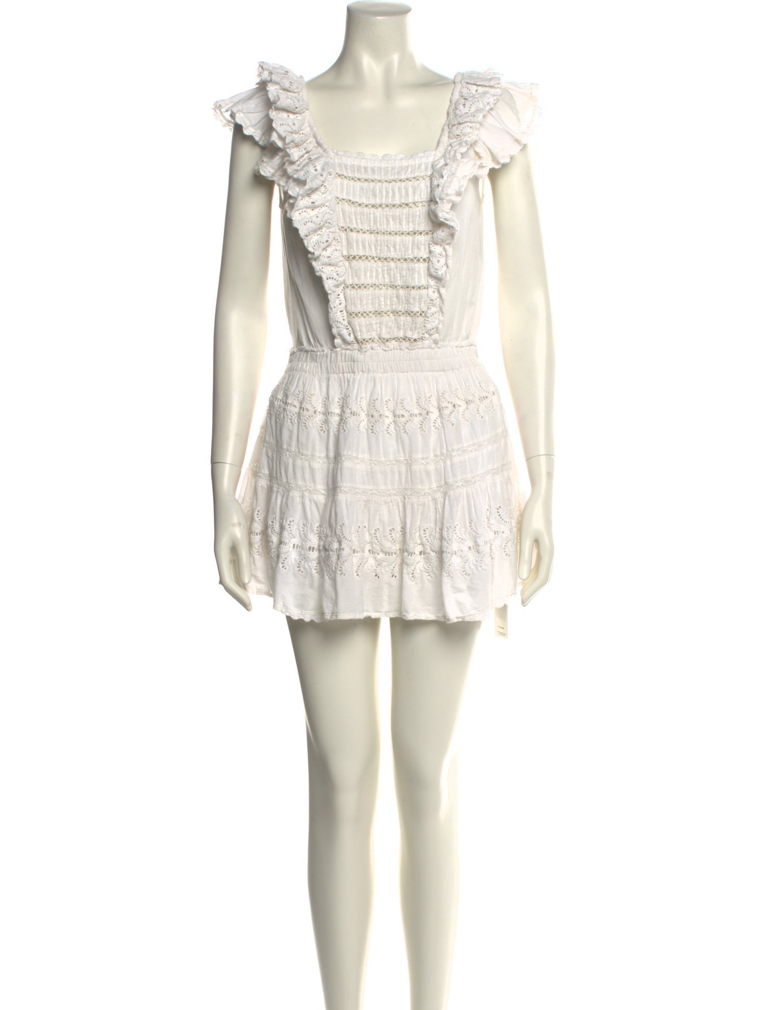 LoveShackFancy Square Neckline Mini Dress