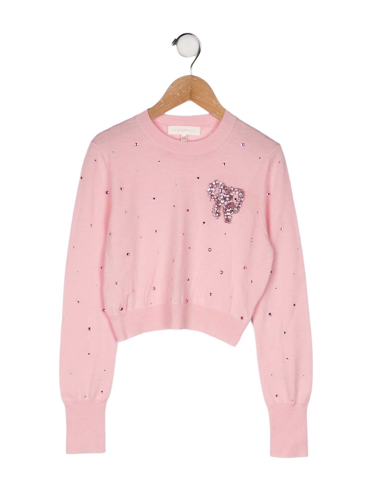 LoveShackFancy Girls' Crystal Embellished Woven Sweater