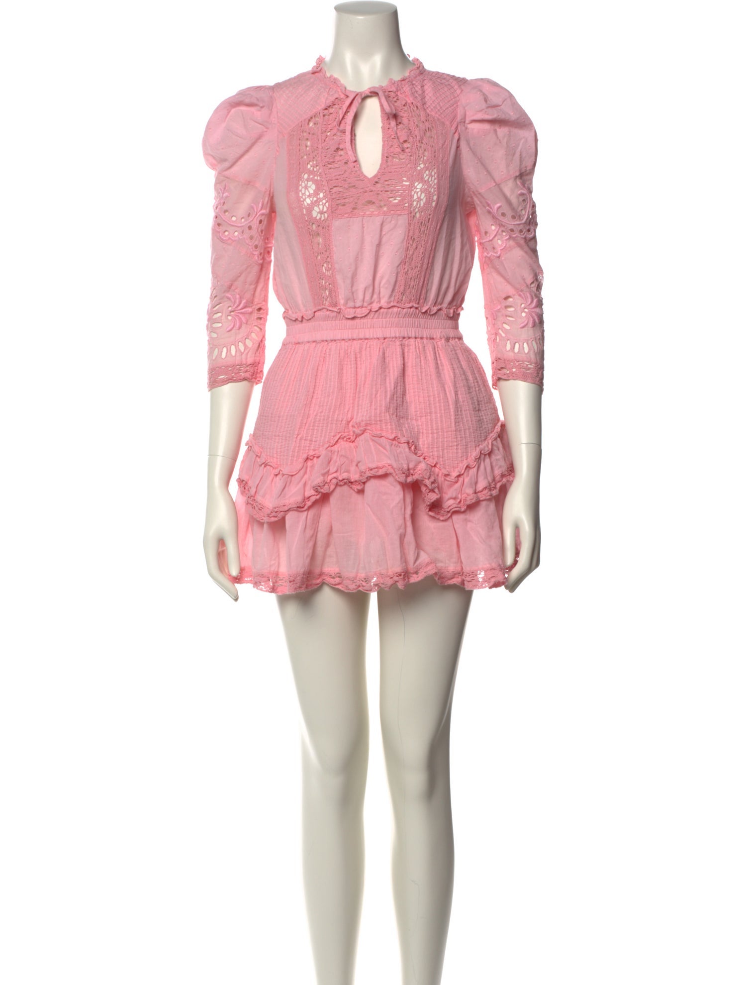 LoveShackFancy Crew Neck Mini Dress