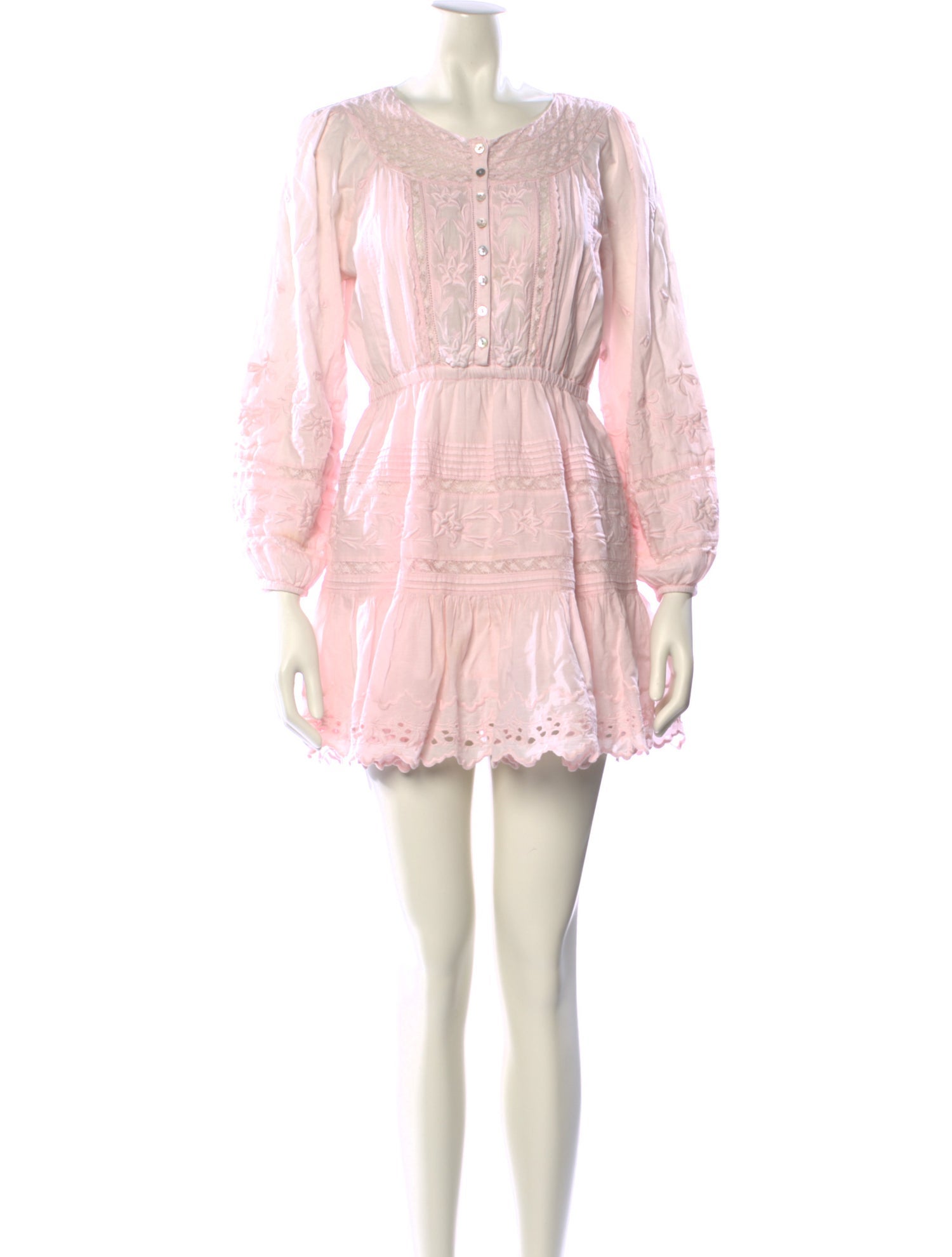 LoveShackFancy V-Neck Mini Dress