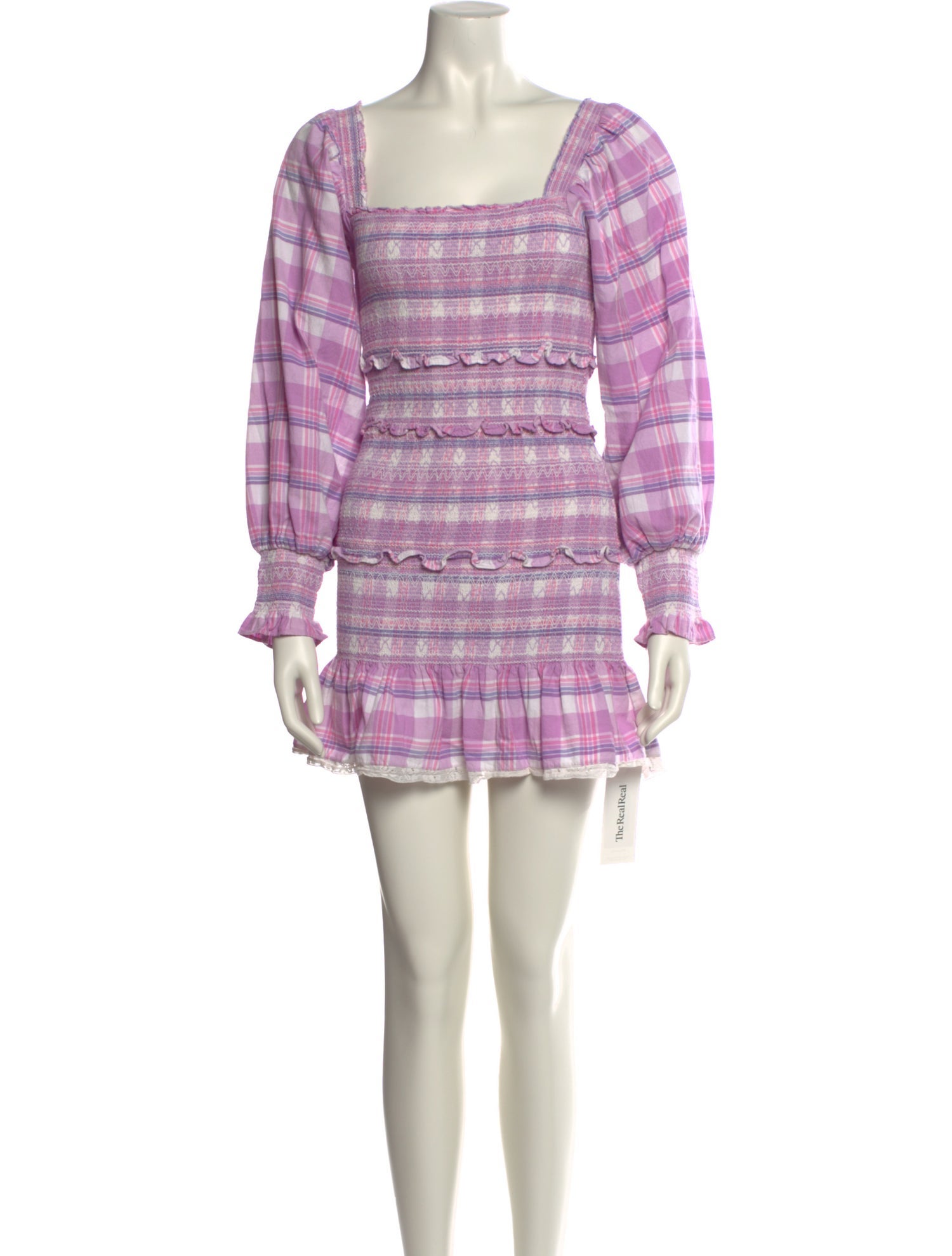 LoveShackFancy Plaid Print Mini Dress