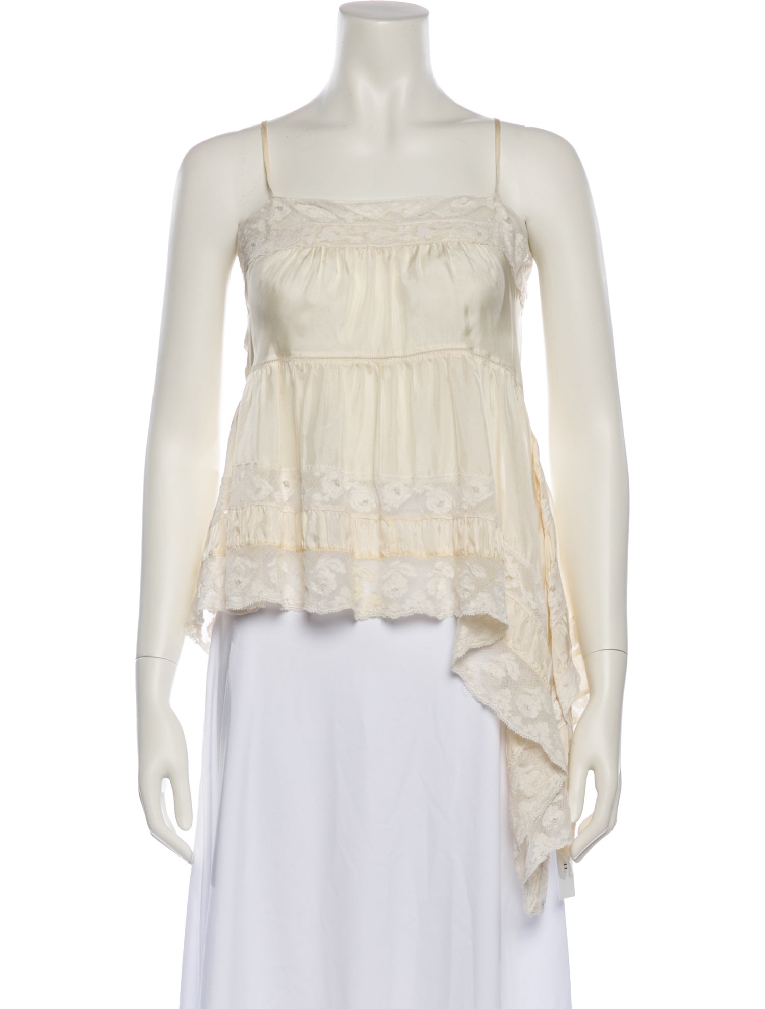 LoveShackFancy Silk Square Neckline Crop Top